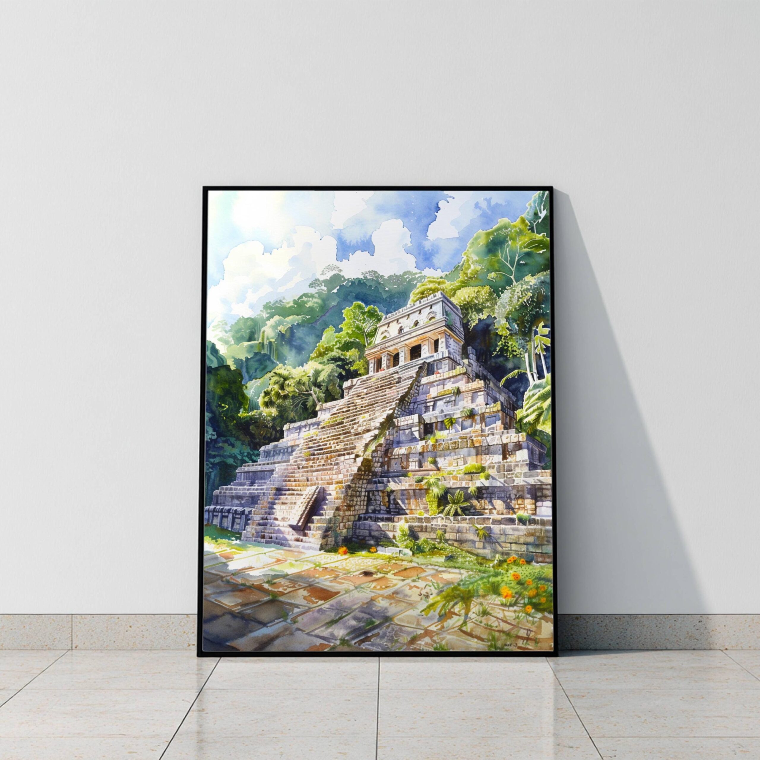 Mayan Ruins Palanque Mexico Watercolor Print: North America Travel Art Poster - Image 10
