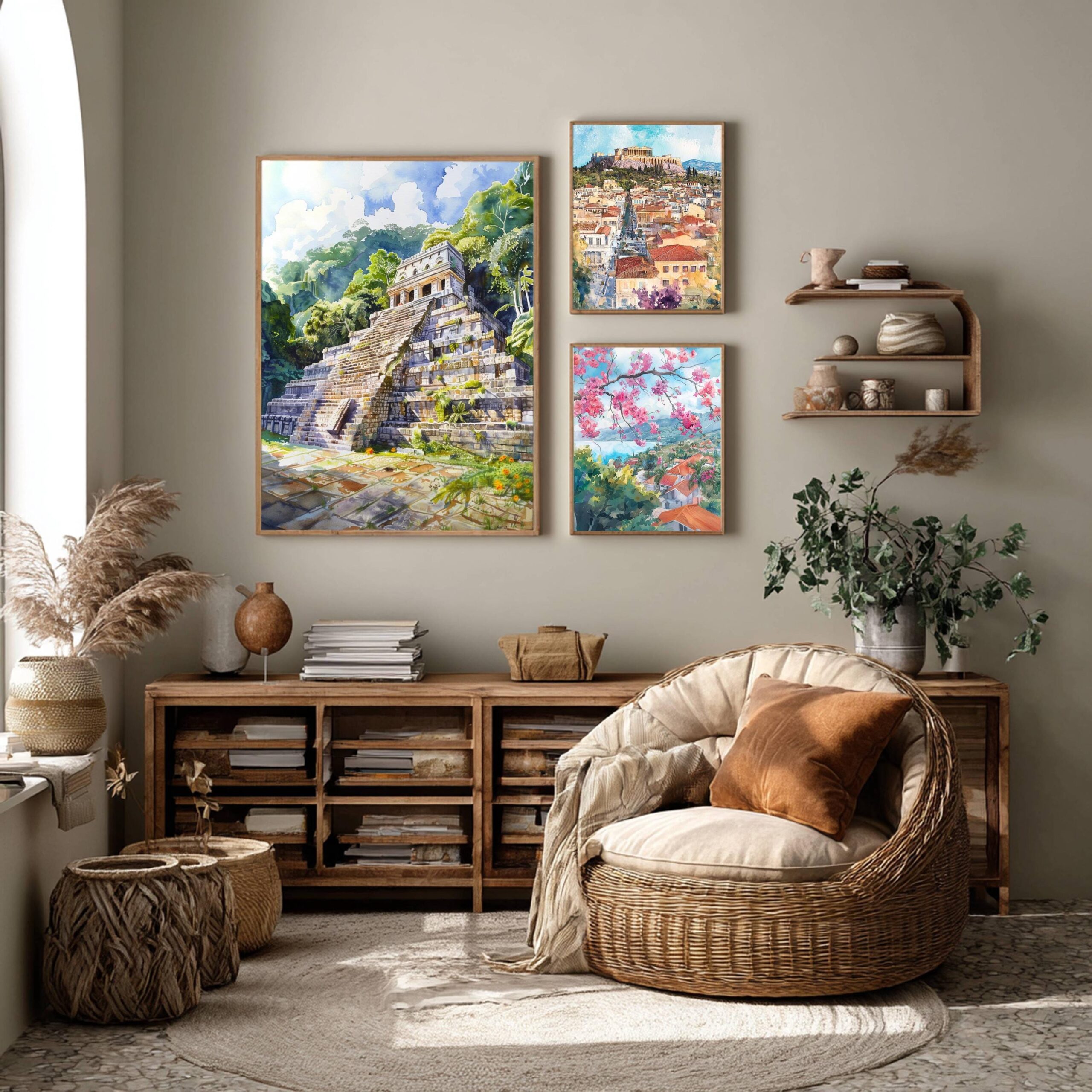 Mayan Ruins Palanque Mexico Watercolor Print: North America Travel Art Poster - Image 2