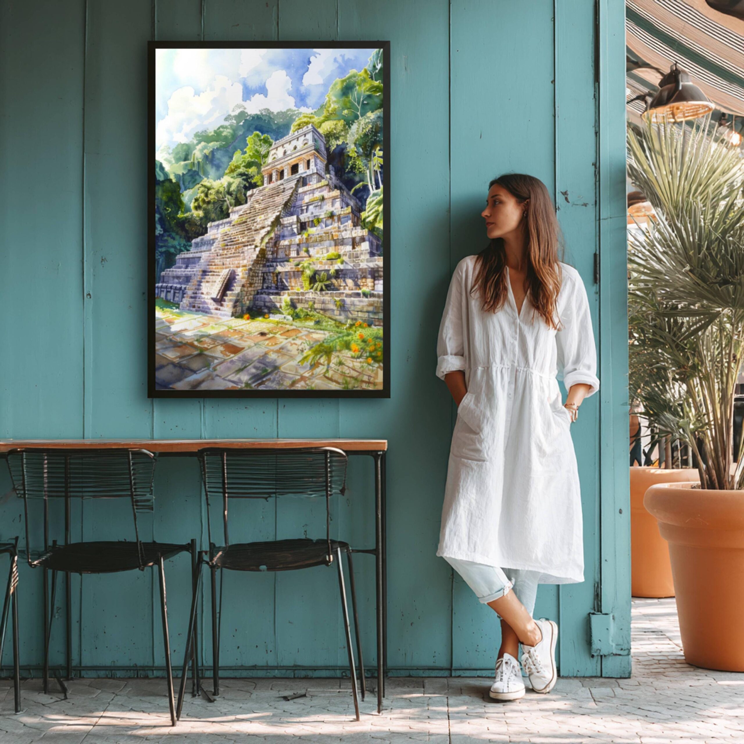 Mayan Ruins Palanque Mexico Watercolor Print: North America Travel Art Poster - Image 9