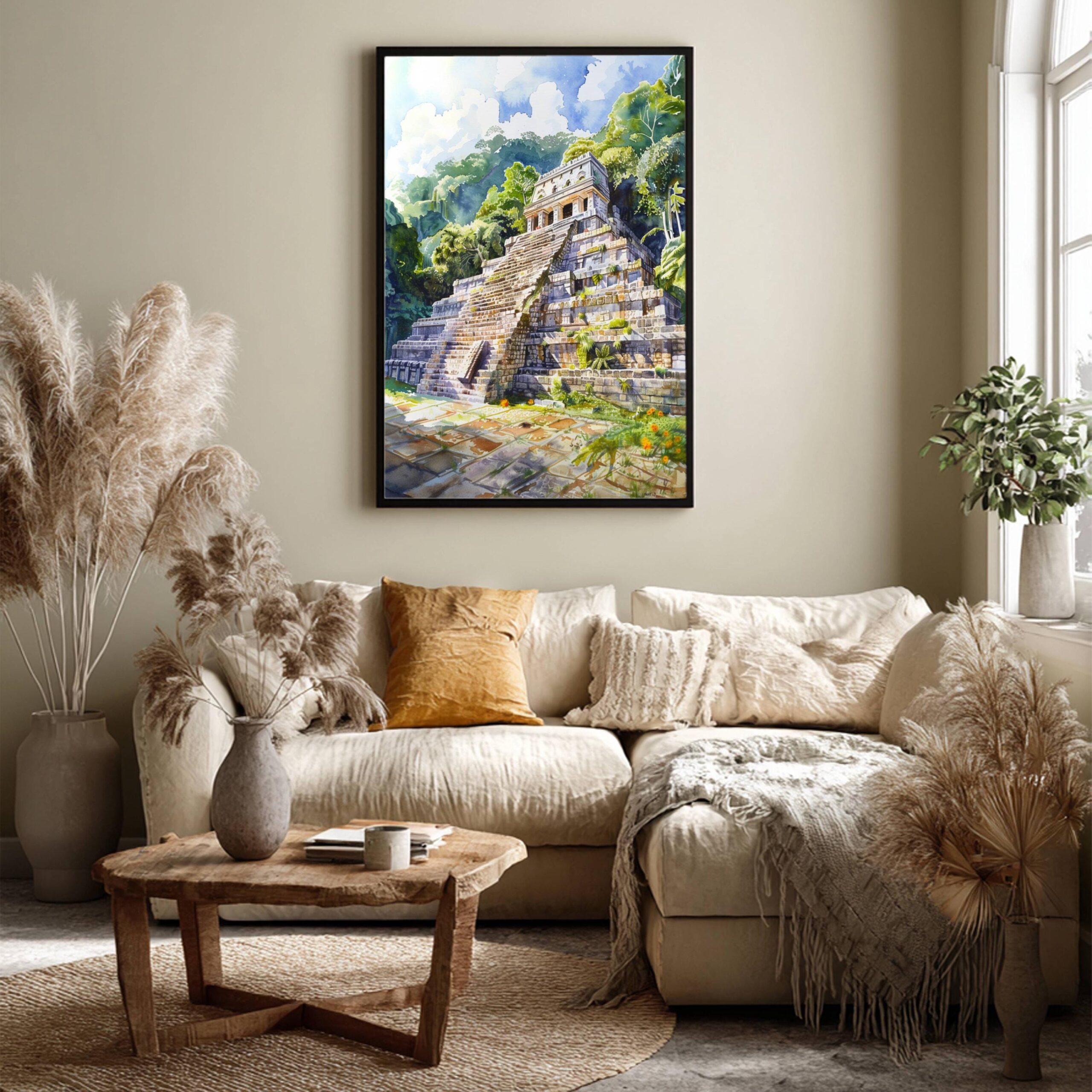 Mayan Ruins Palanque Mexico Watercolor Print: North America Travel Art Poster - Image 4