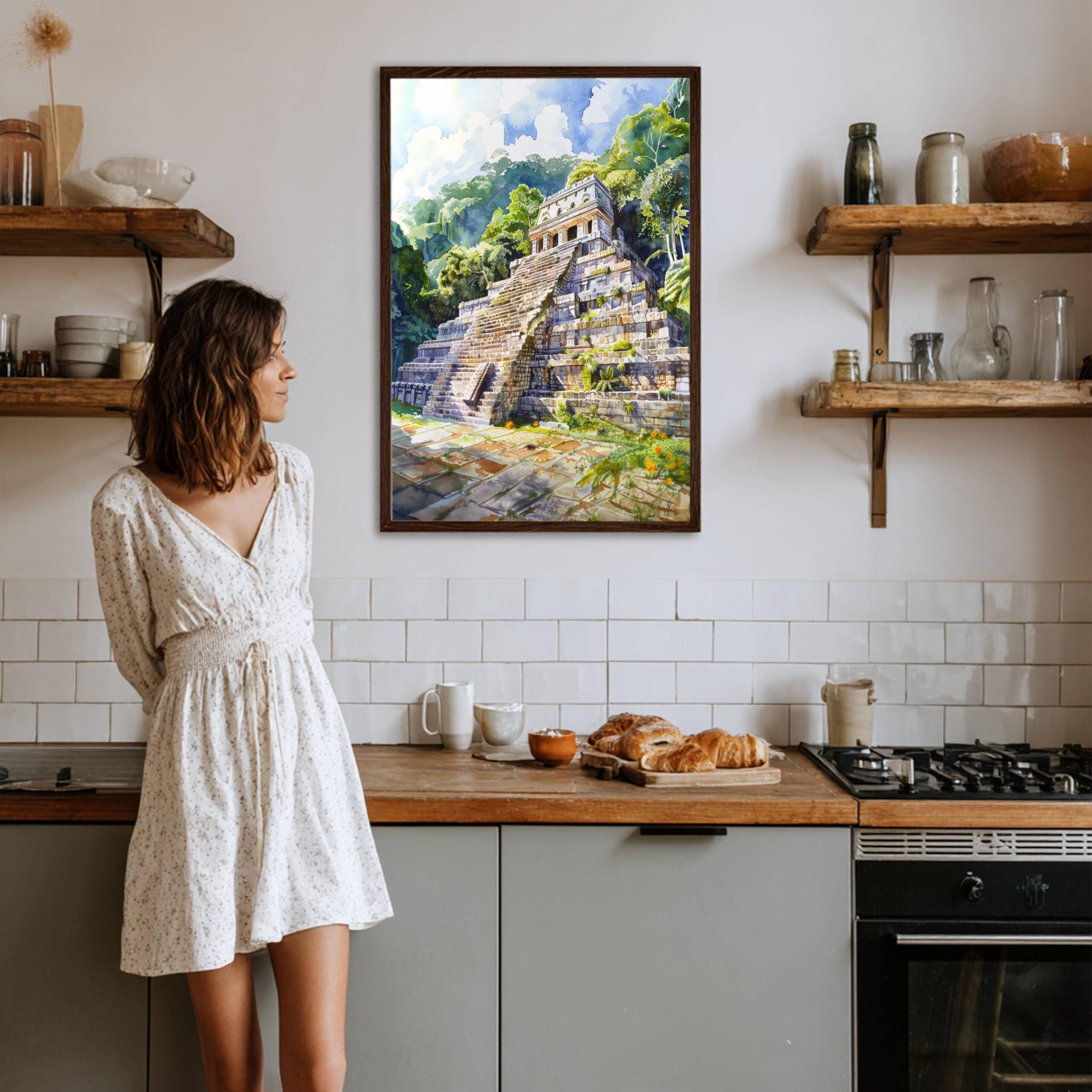 Mayan Ruins Palanque Mexico Watercolor Print: North America Travel Art Poster - Image 8