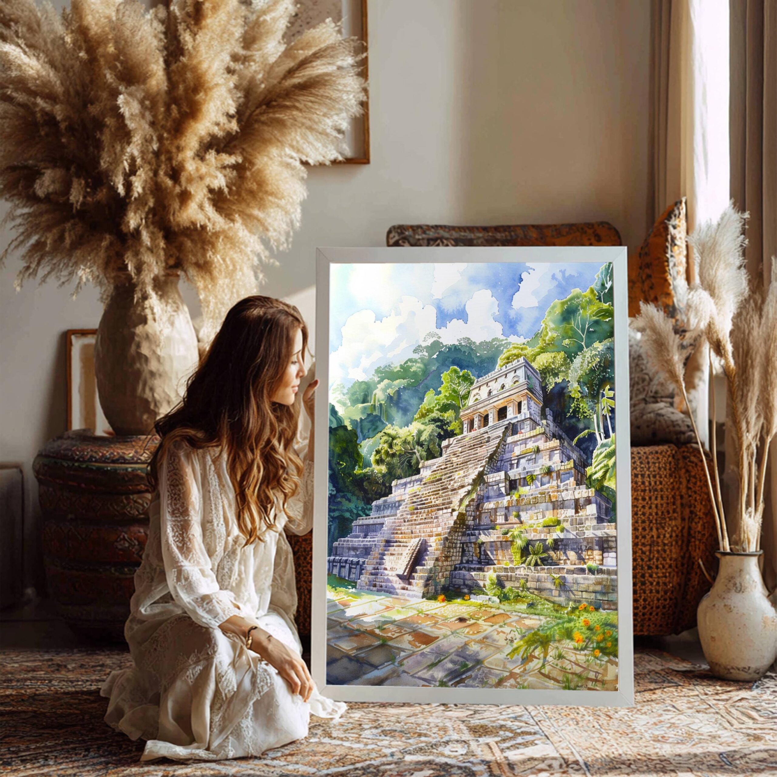 Mayan Ruins Palanque Mexico Watercolor Print: North America Travel Art Poster - Image 7
