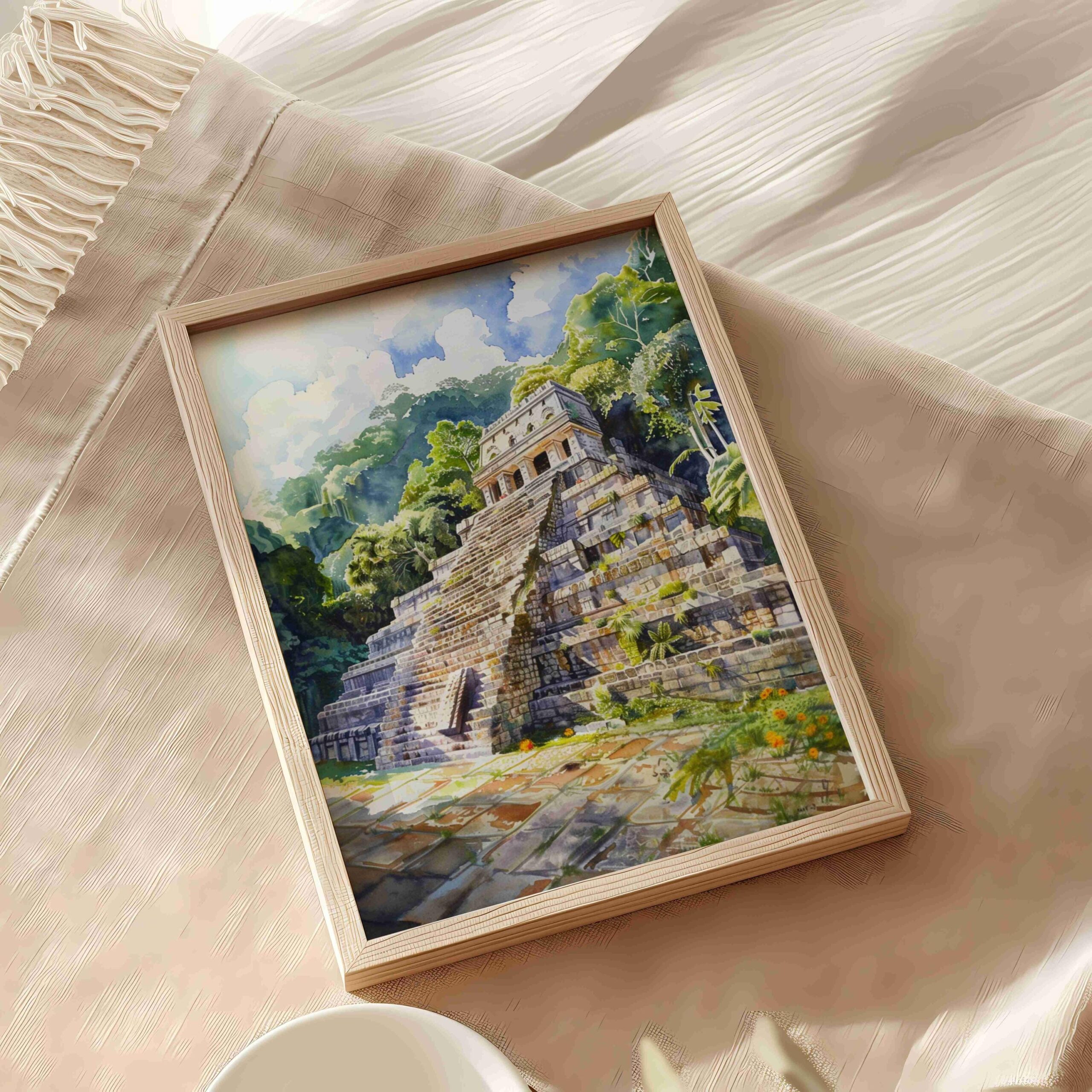 Mayan Ruins Palanque Mexico Watercolor Print: North America Travel Art Poster - Image 5
