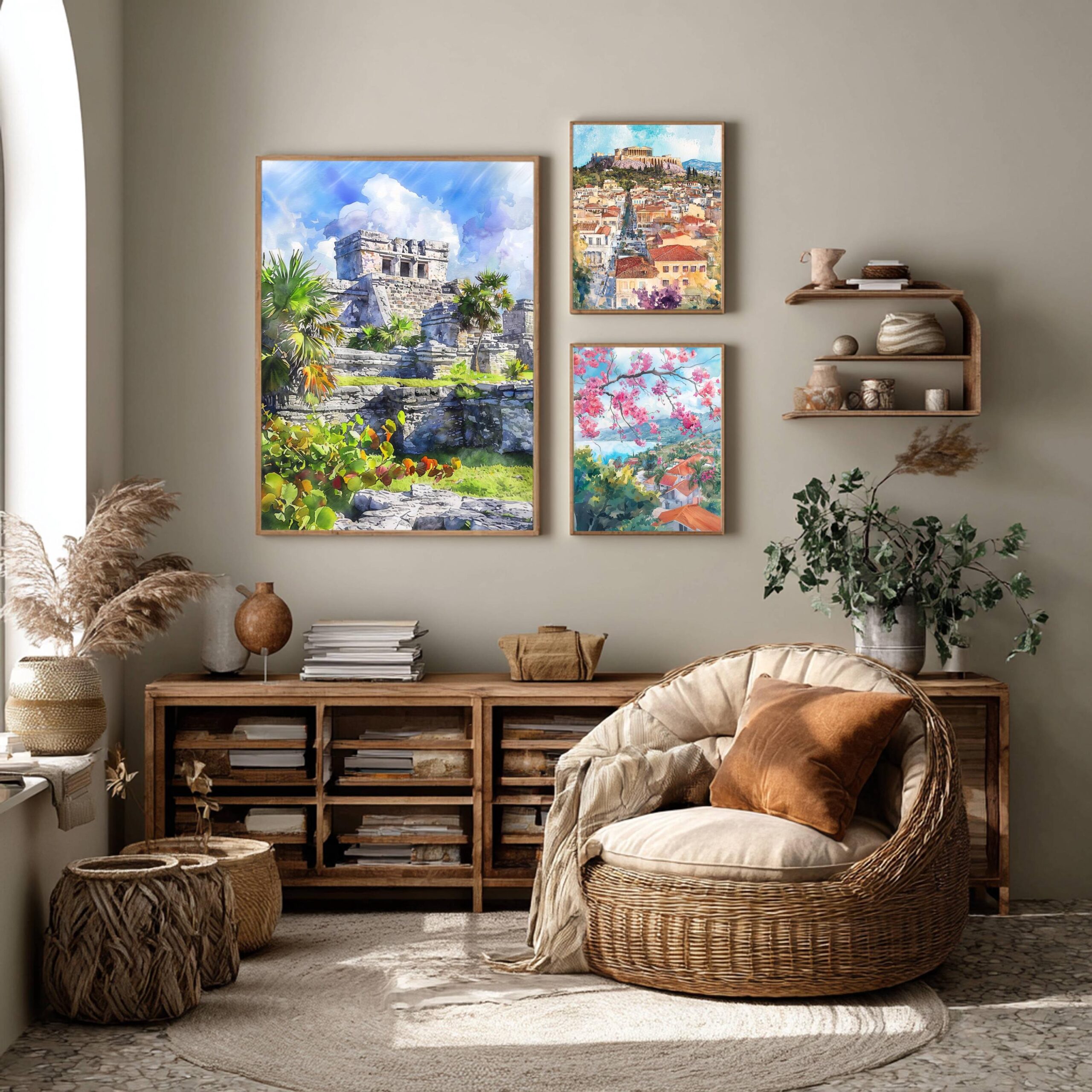 Mayan Ruins Tulum Mexico Watercolor Print: North America Travel Art Poster - Image 2