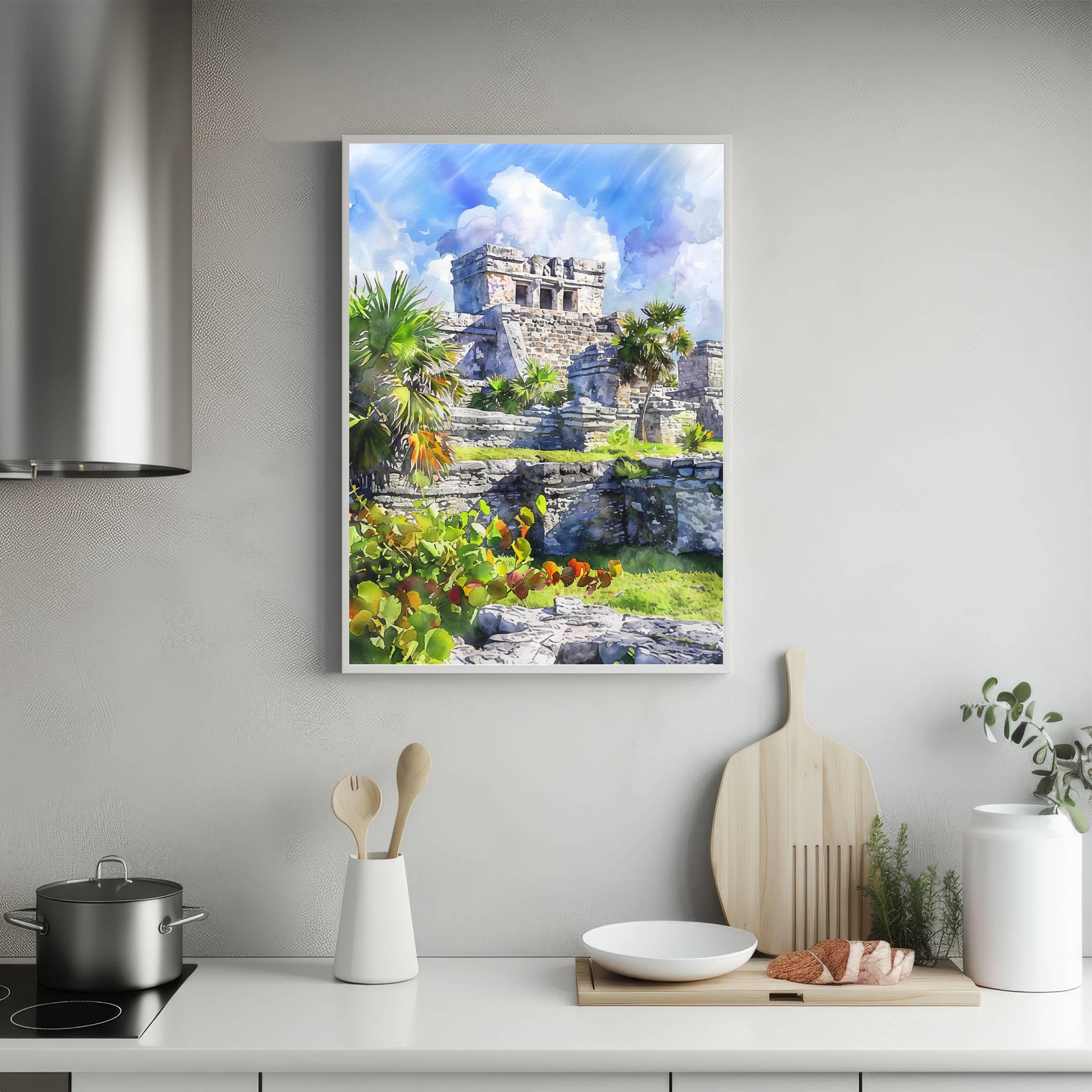 Mayan Ruins Tulum Mexico Watercolor Print: North America Travel Art Poster - Image 6