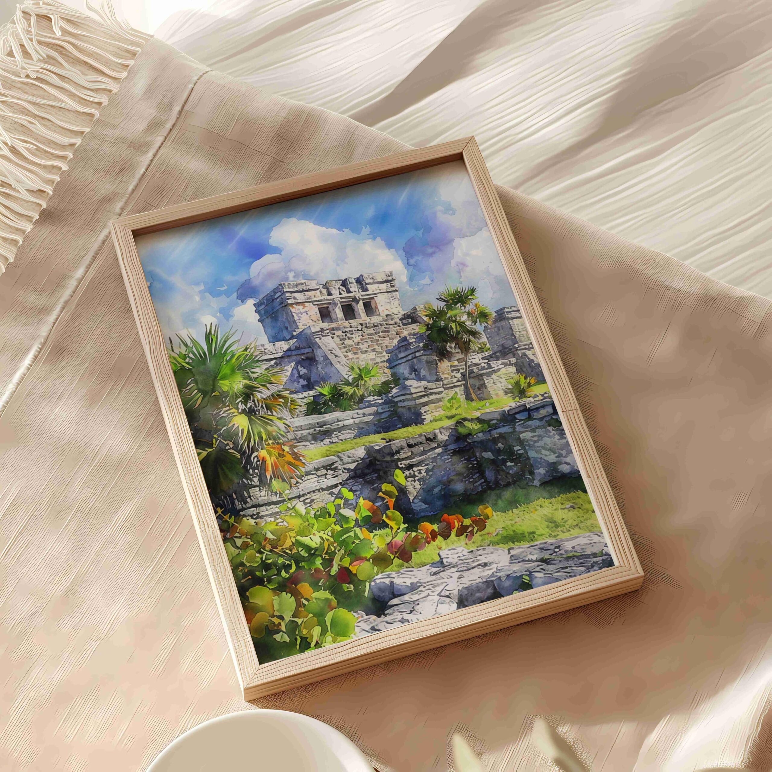 Mayan Ruins Tulum Mexico Watercolor Print: North America Travel Art Poster - Image 5