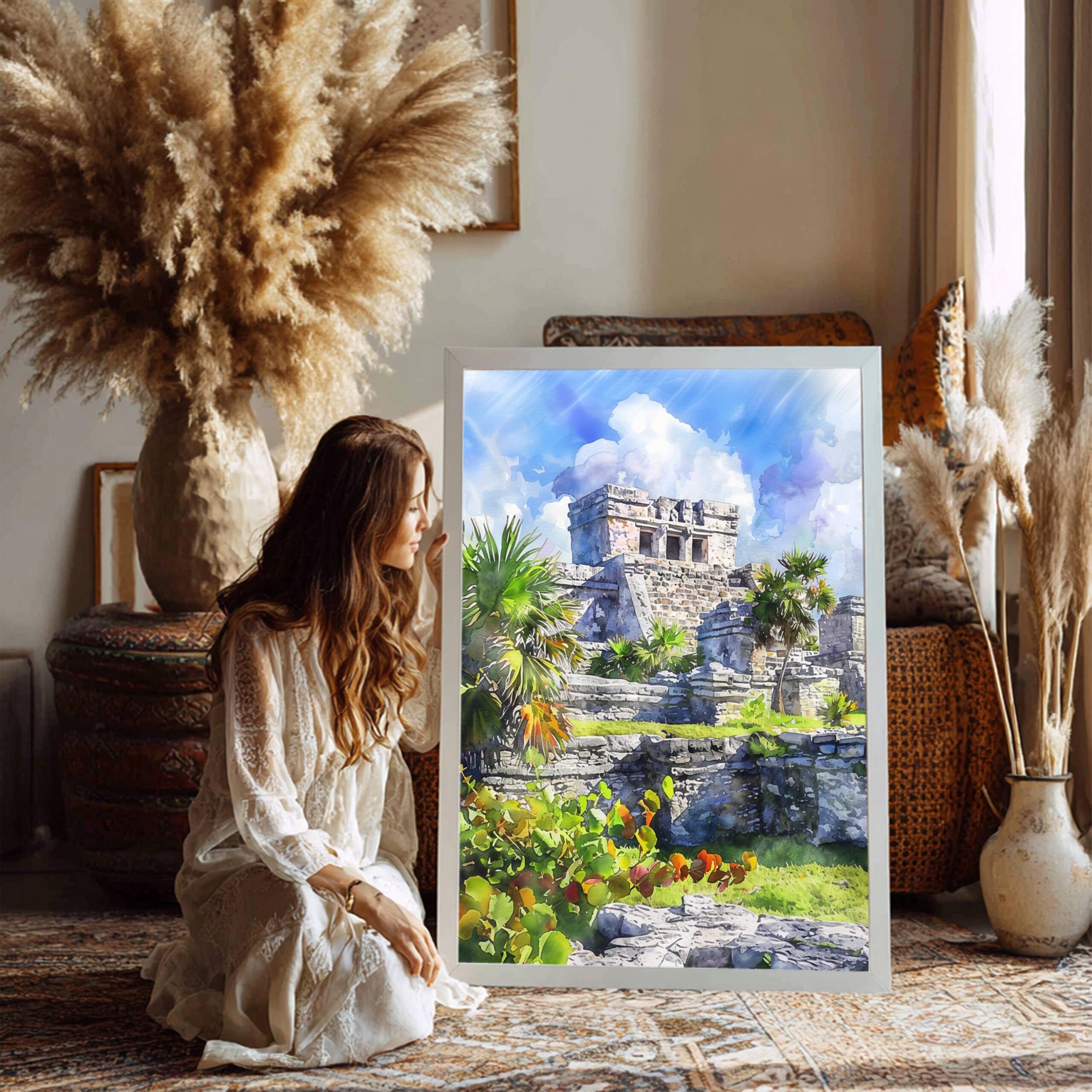 Mayan Ruins Tulum Mexico Watercolor Print: North America Travel Art Poster - Image 7