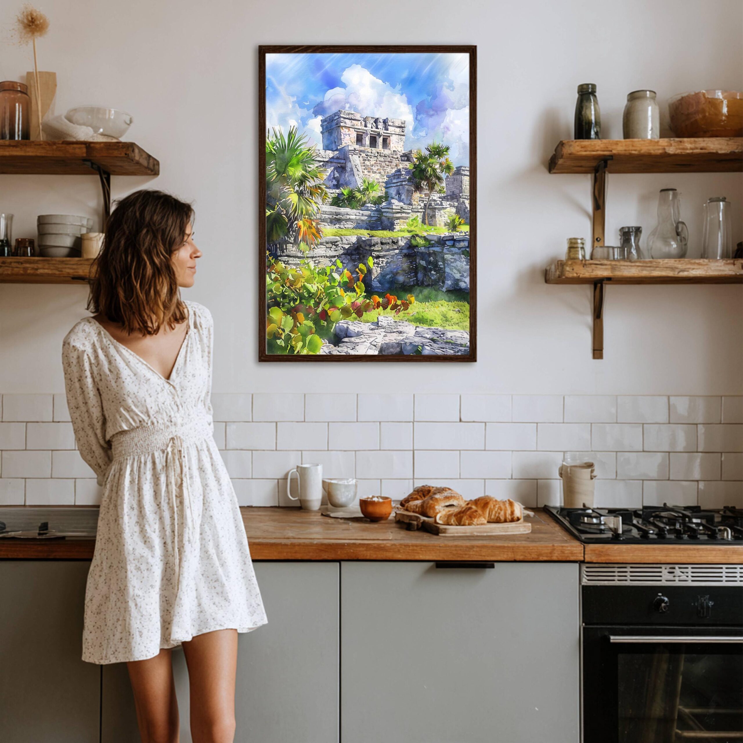 Mayan Ruins Tulum Mexico Watercolor Print: North America Travel Art Poster - Image 8