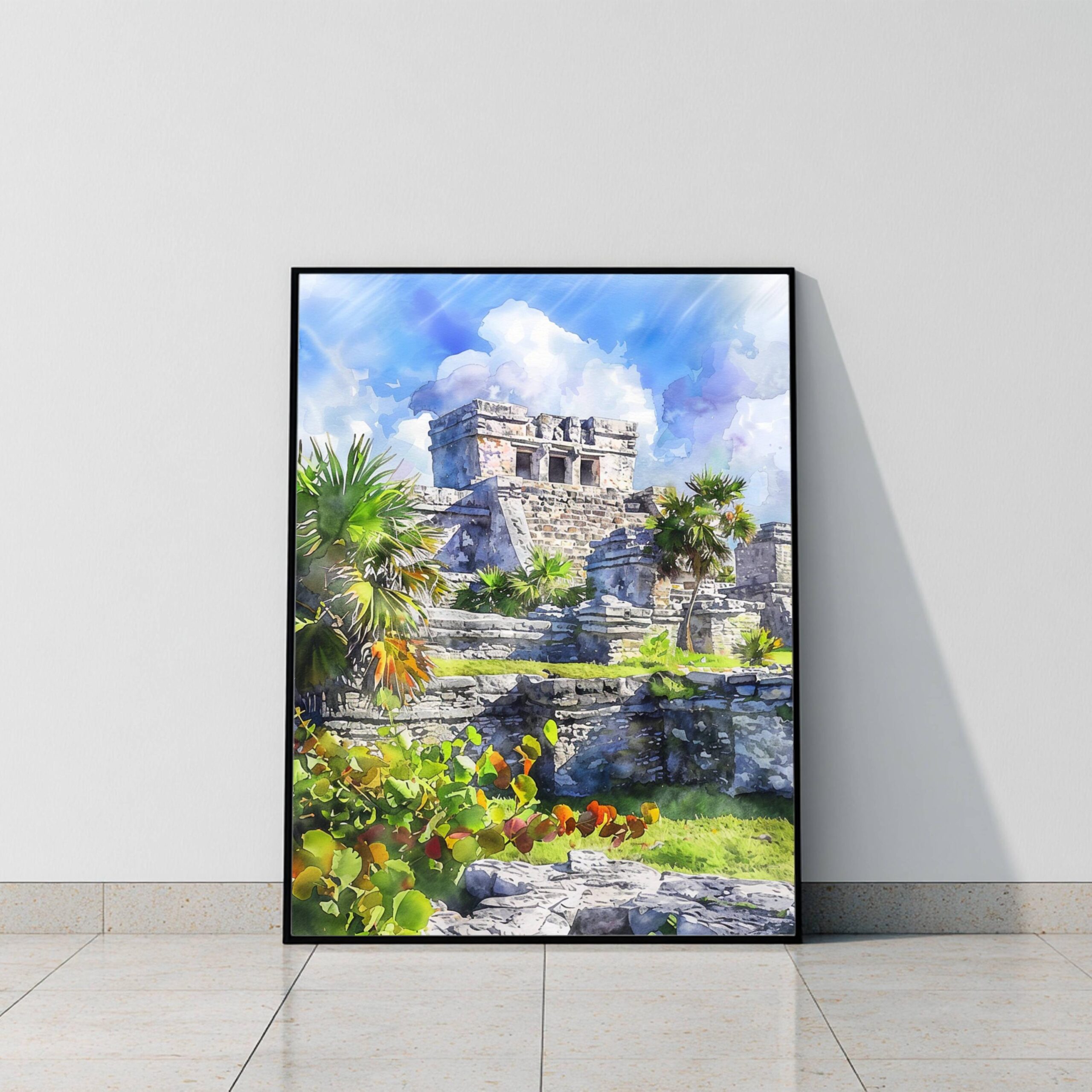 Mayan Ruins Tulum Mexico Watercolor Print: North America Travel Art Poster - Image 10