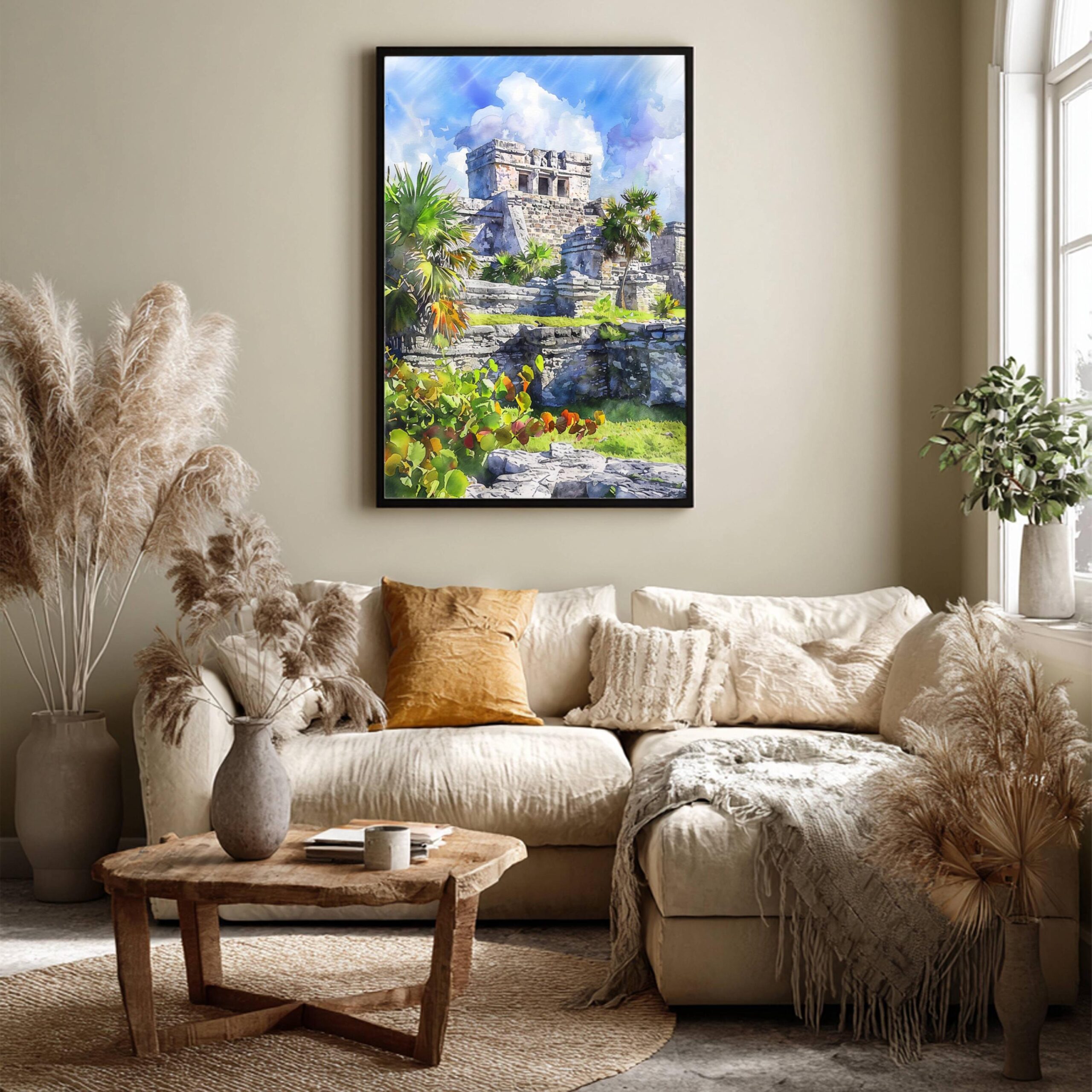Mayan Ruins Tulum Mexico Watercolor Print: North America Travel Art Poster - Image 4