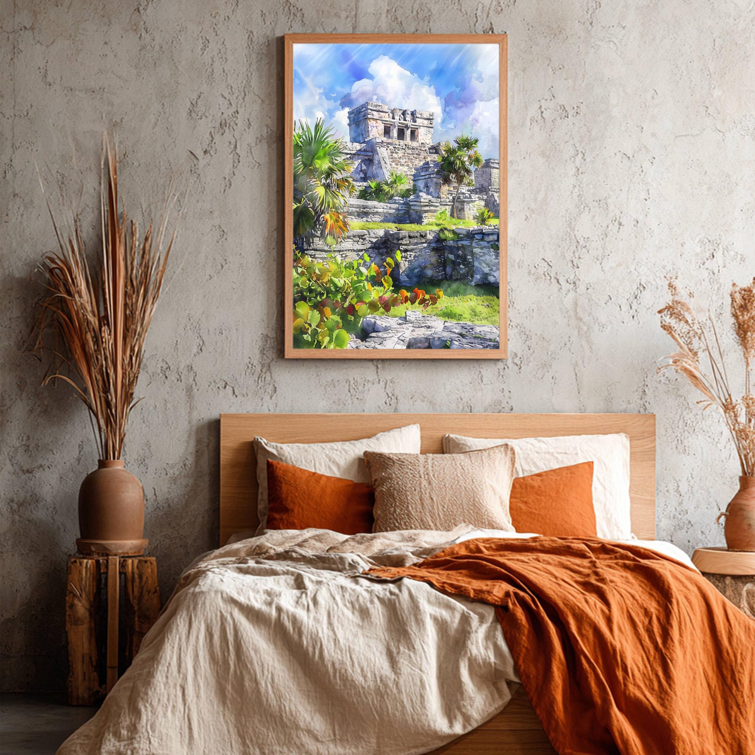 Mayan Ruins Tulum Mexico Watercolor Print: North America Travel Art Poster - Image 3