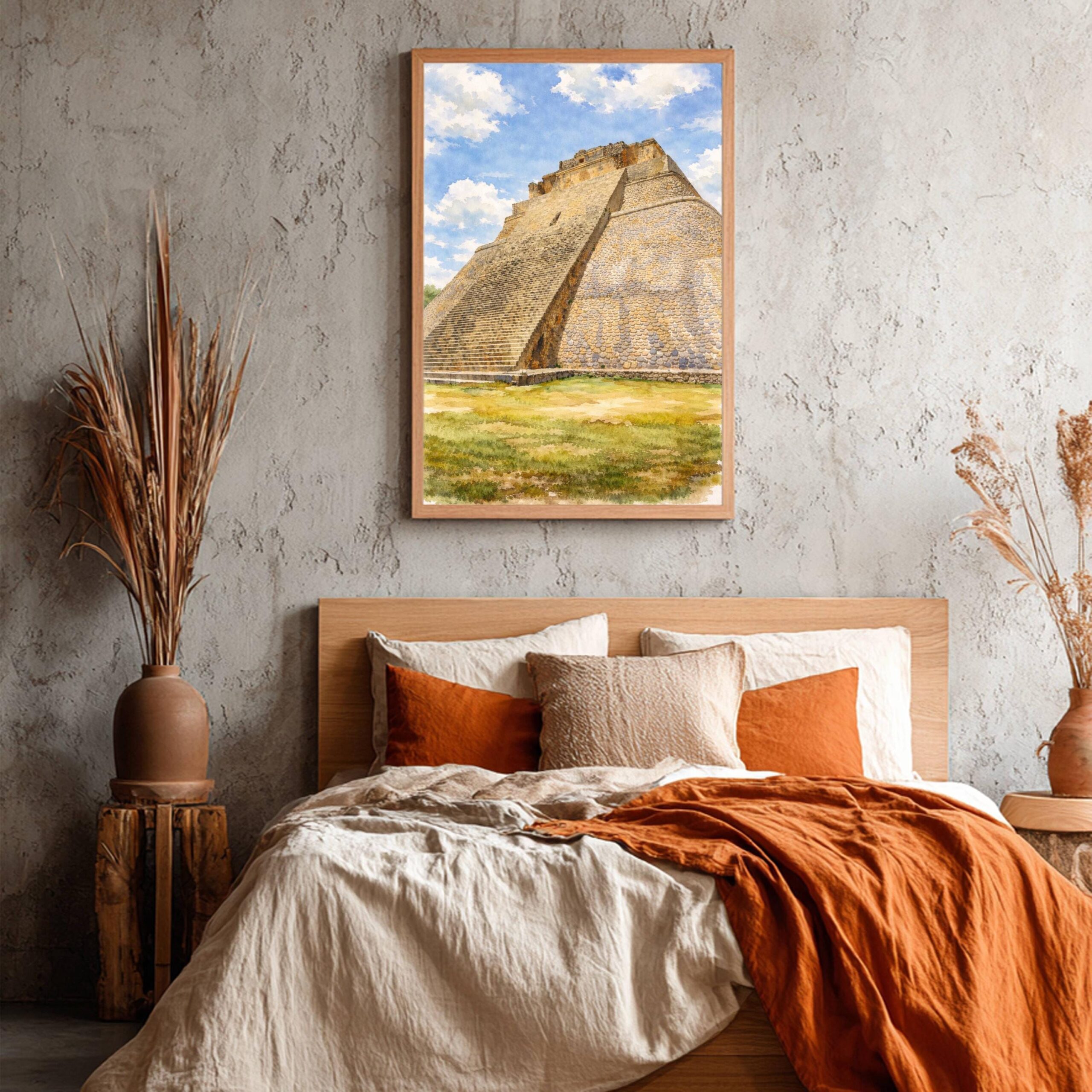 Pyramid of the Magician Uxmal Mexico Watercolor Print: North America Travel Art Poster - Image 4