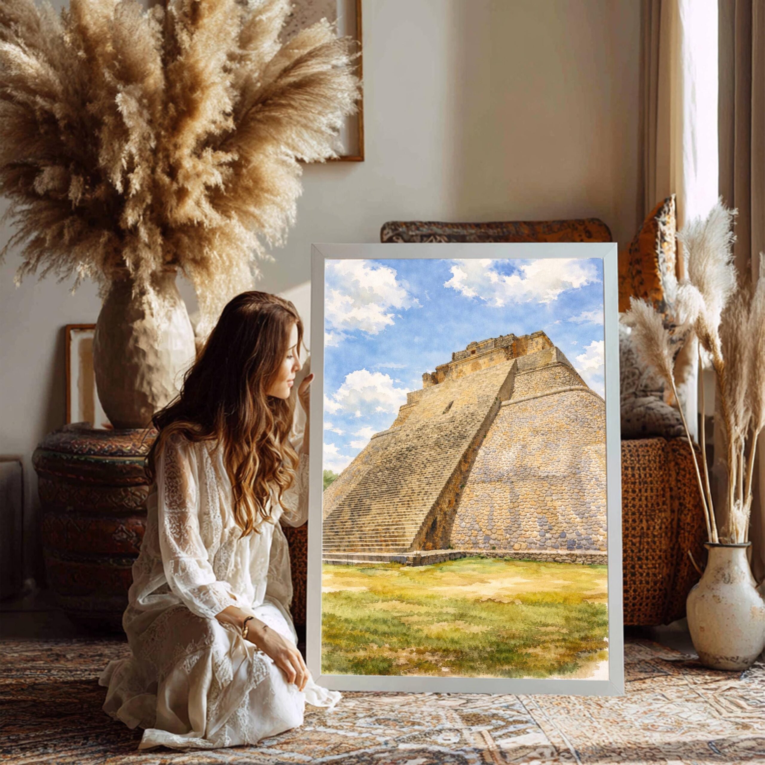 Pyramid of the Magician Uxmal Mexico Watercolor Print: North America Travel Art Poster - Image 7