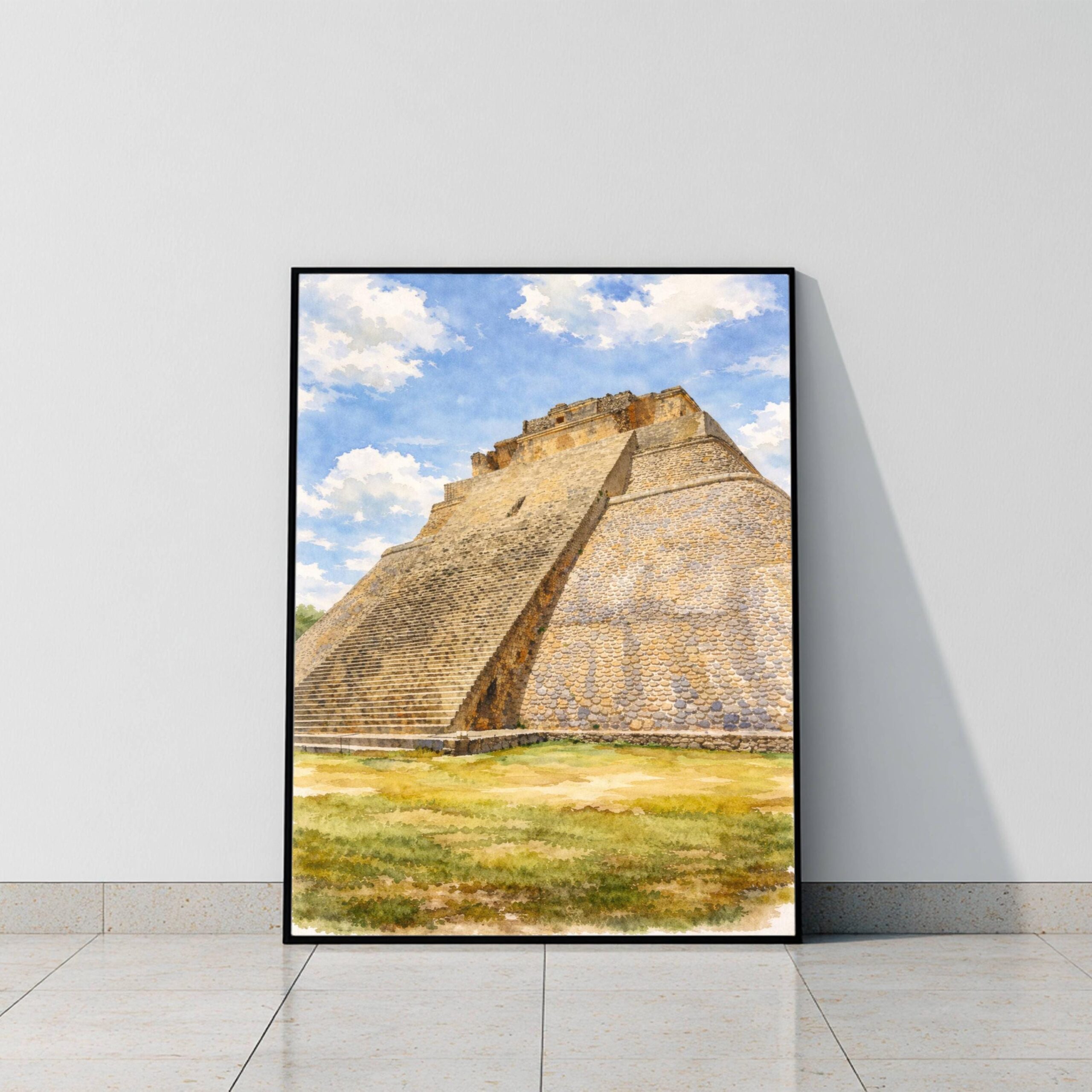 Pyramid of the Magician Uxmal Mexico Watercolor Print: North America Travel Art Poster - Image 10