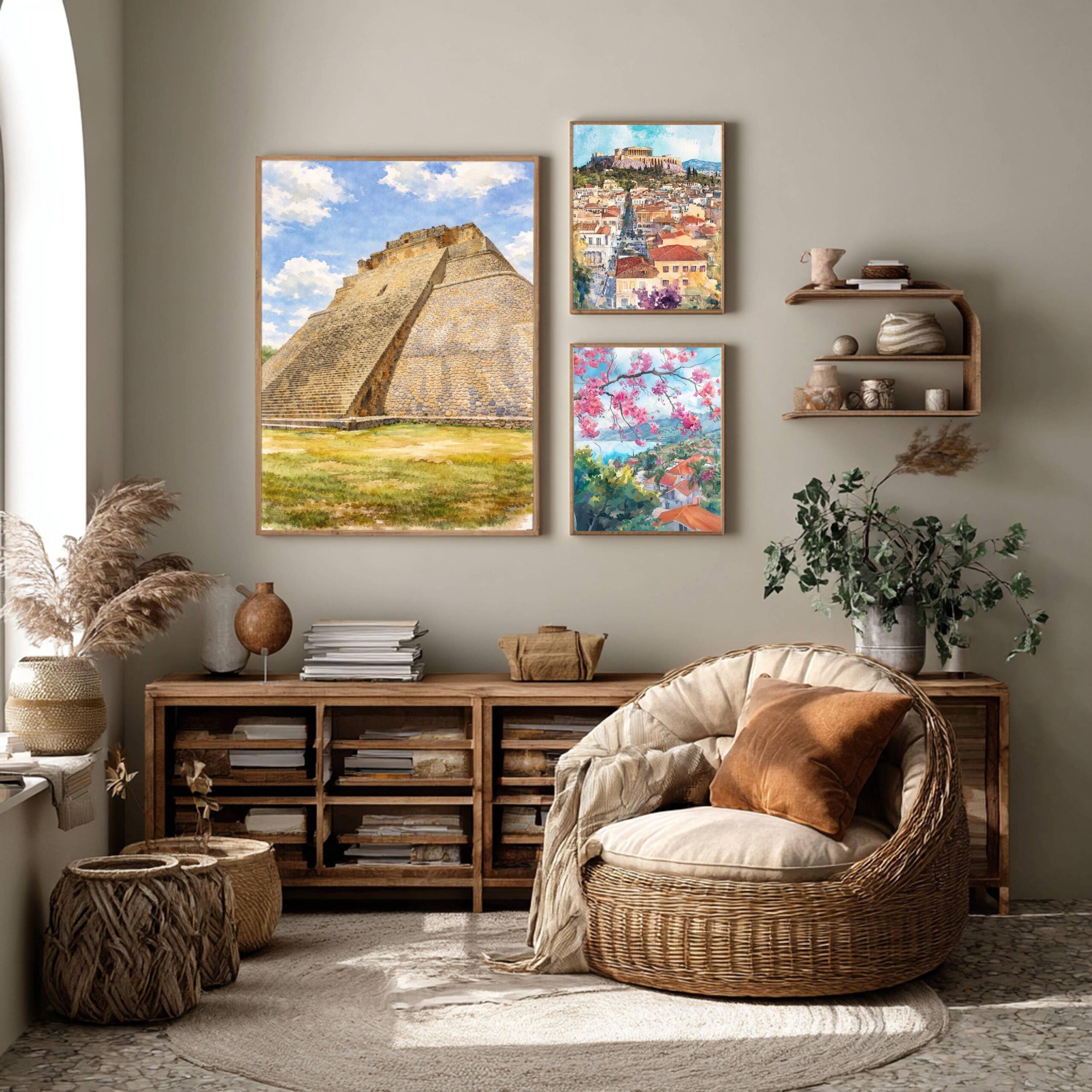 Pyramid of the Magician Uxmal Mexico Watercolor Print: North America Travel Art Poster - Image 2