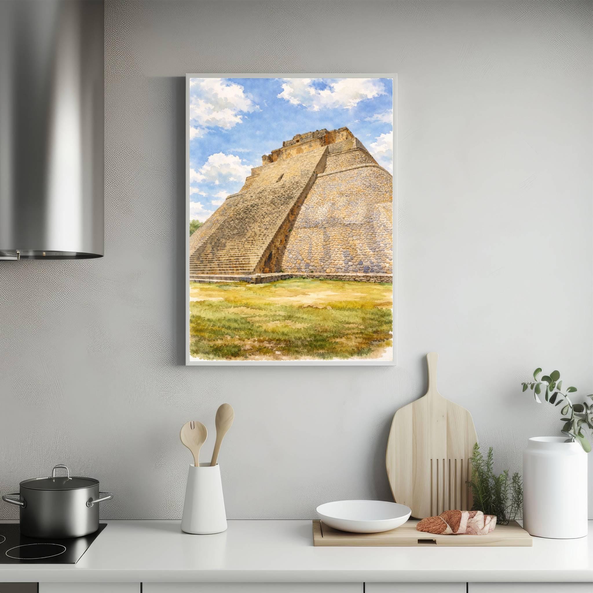 Pyramid of the Magician Uxmal Mexico Watercolor Print: North America Travel Art Poster - Image 6