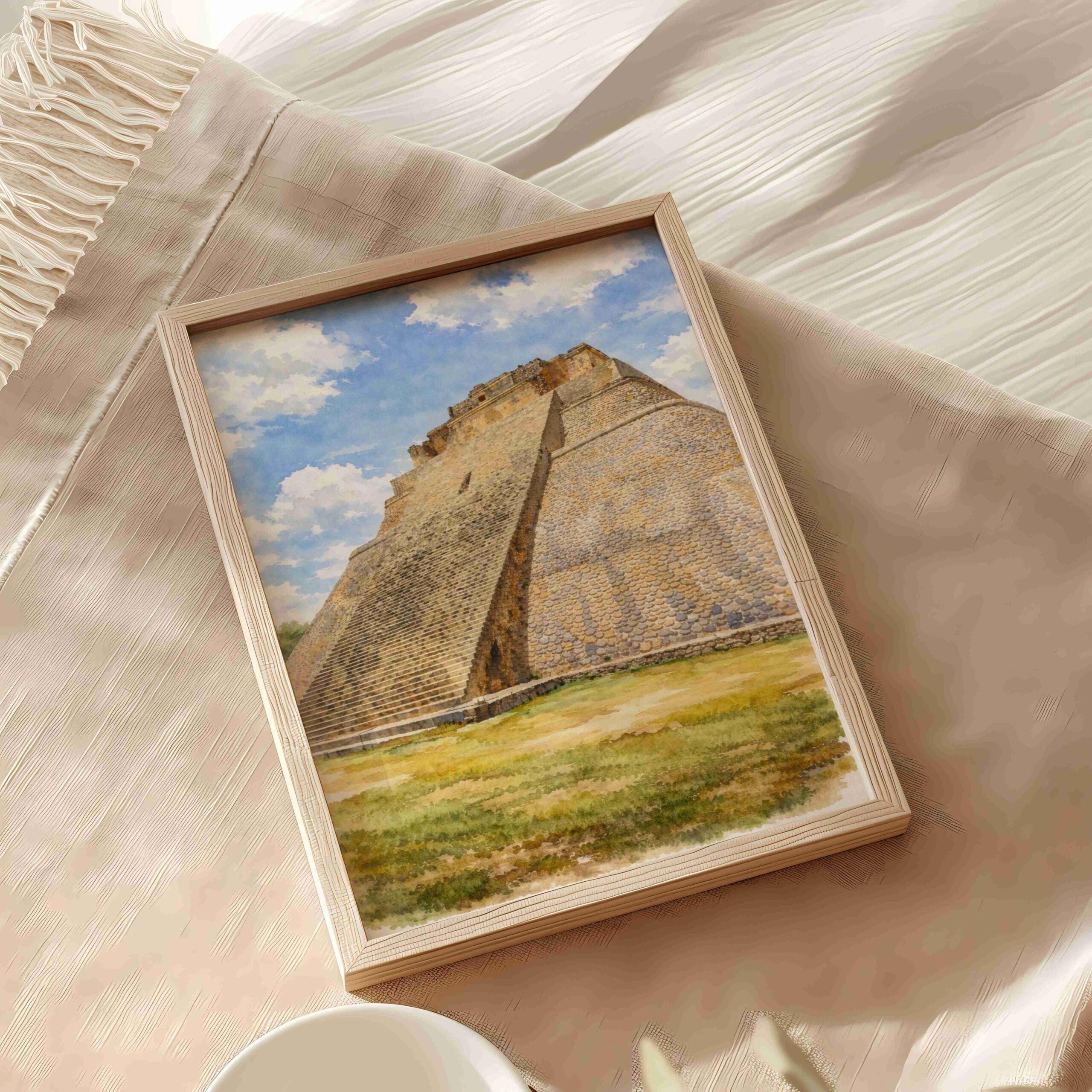 Pyramid of the Magician Uxmal Mexico Watercolor Print: North America Travel Art Poster - Image 5