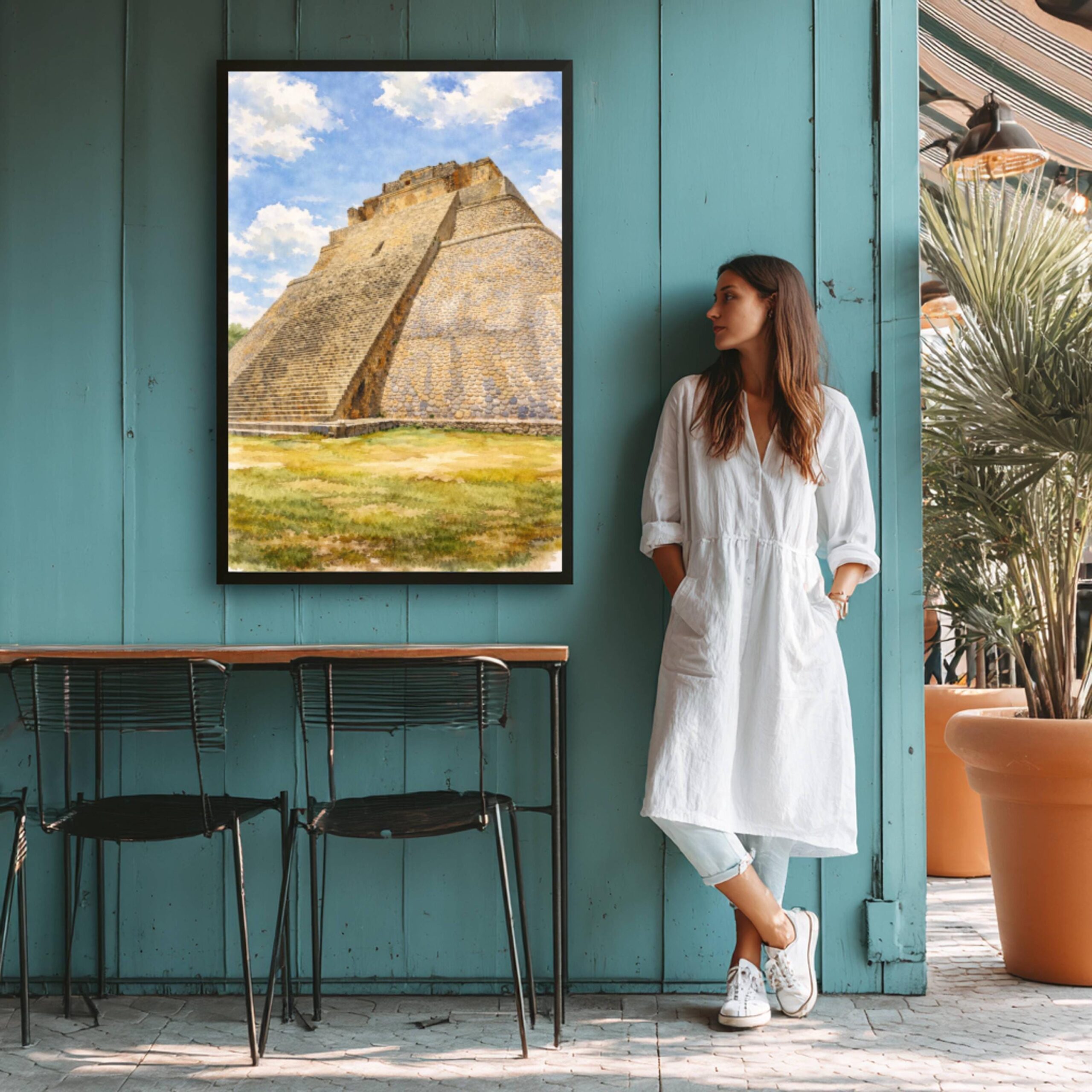 Pyramid of the Magician Uxmal Mexico Watercolor Print: North America Travel Art Poster - Image 9