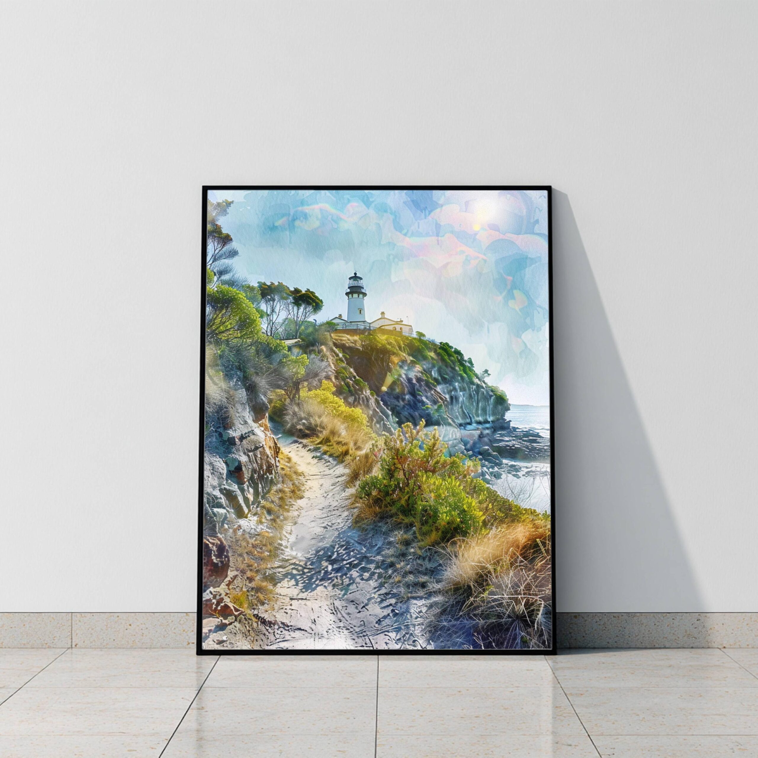 Byron Bay Lighthouse Australia Watercolor Print: Travel Art Poster - Image 9