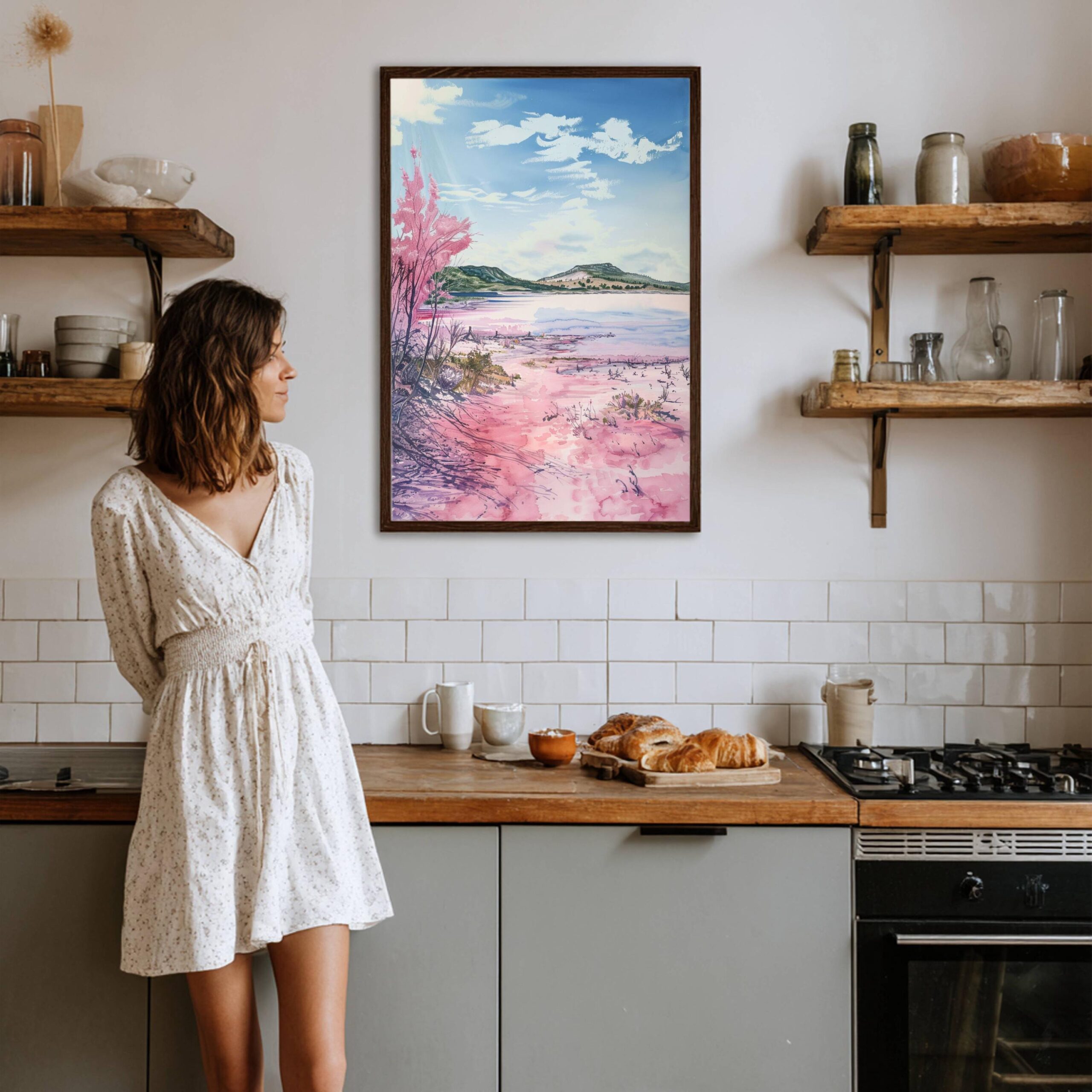 Lake Hillier Australia Watercolor Print: Travel Art Poster - Image 7