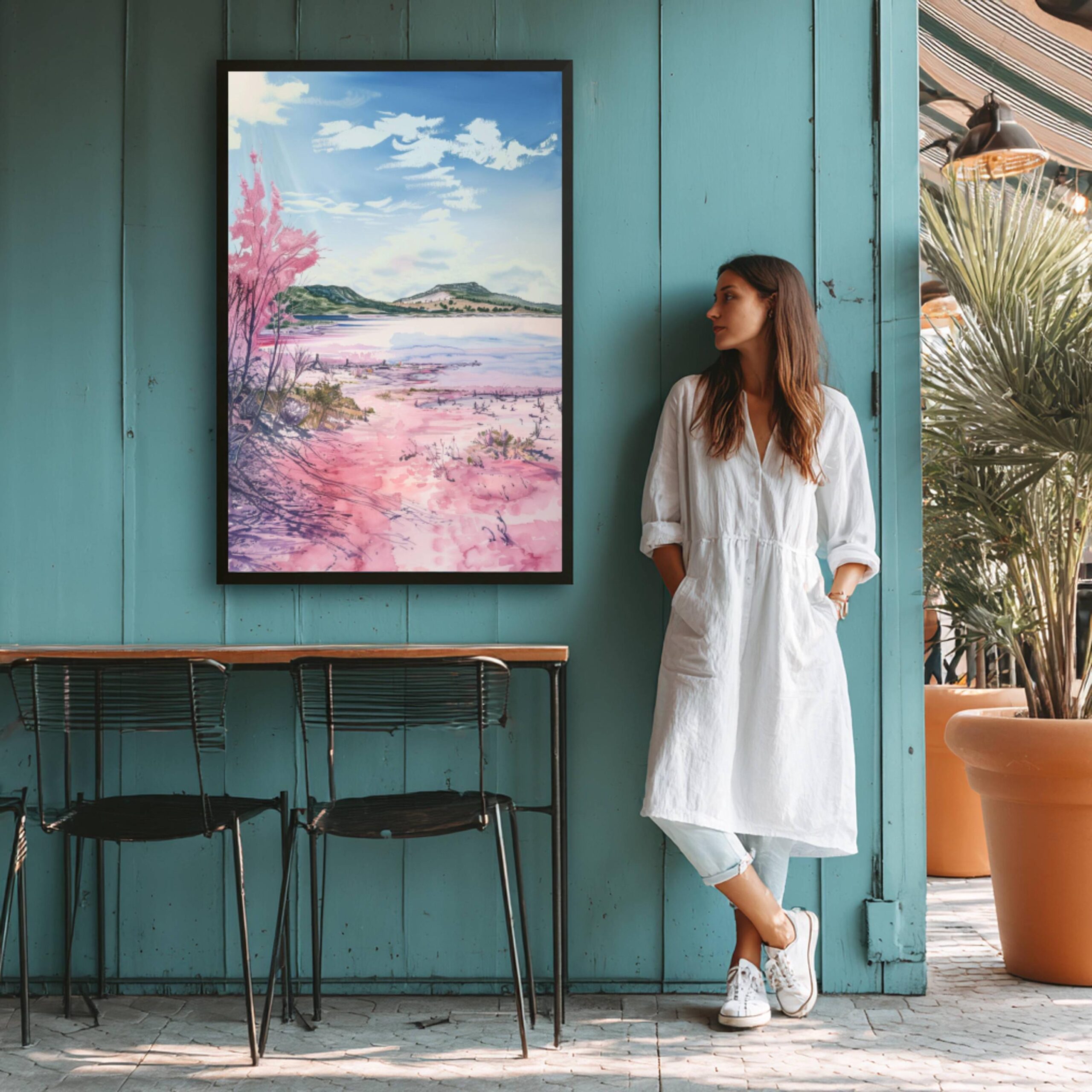 Lake Hillier Australia Watercolor Print: Travel Art Poster - Image 8