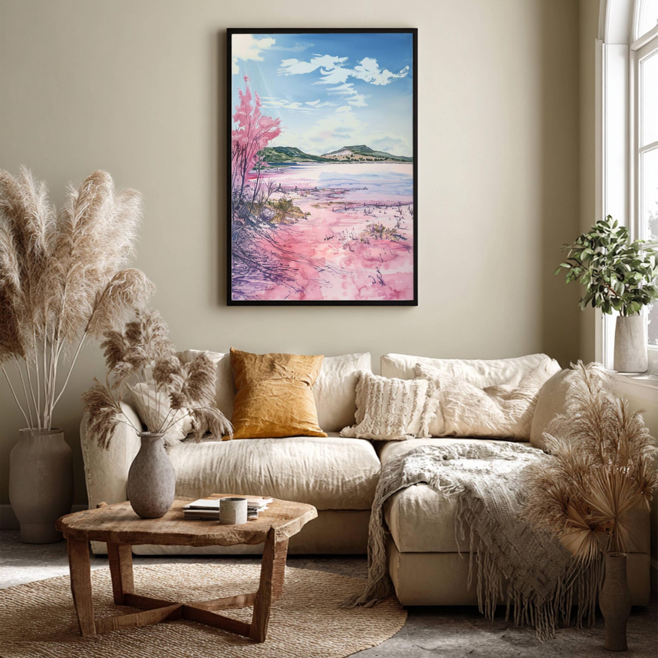 Lake Hillier Australia Watercolor Print: Travel Art Poster - Image 3