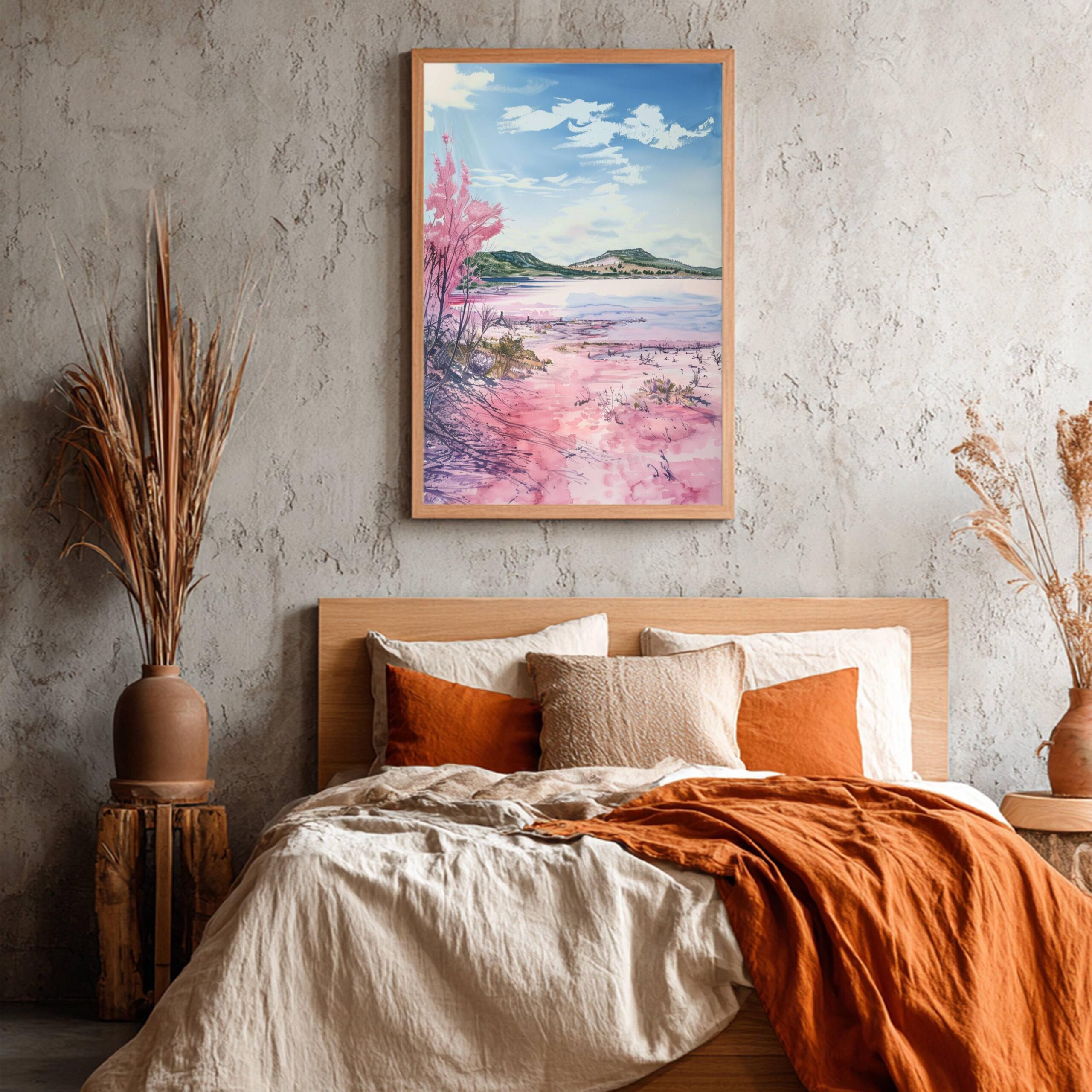 Lake Hillier Australia Watercolor Print: Travel Art Poster - Image 4