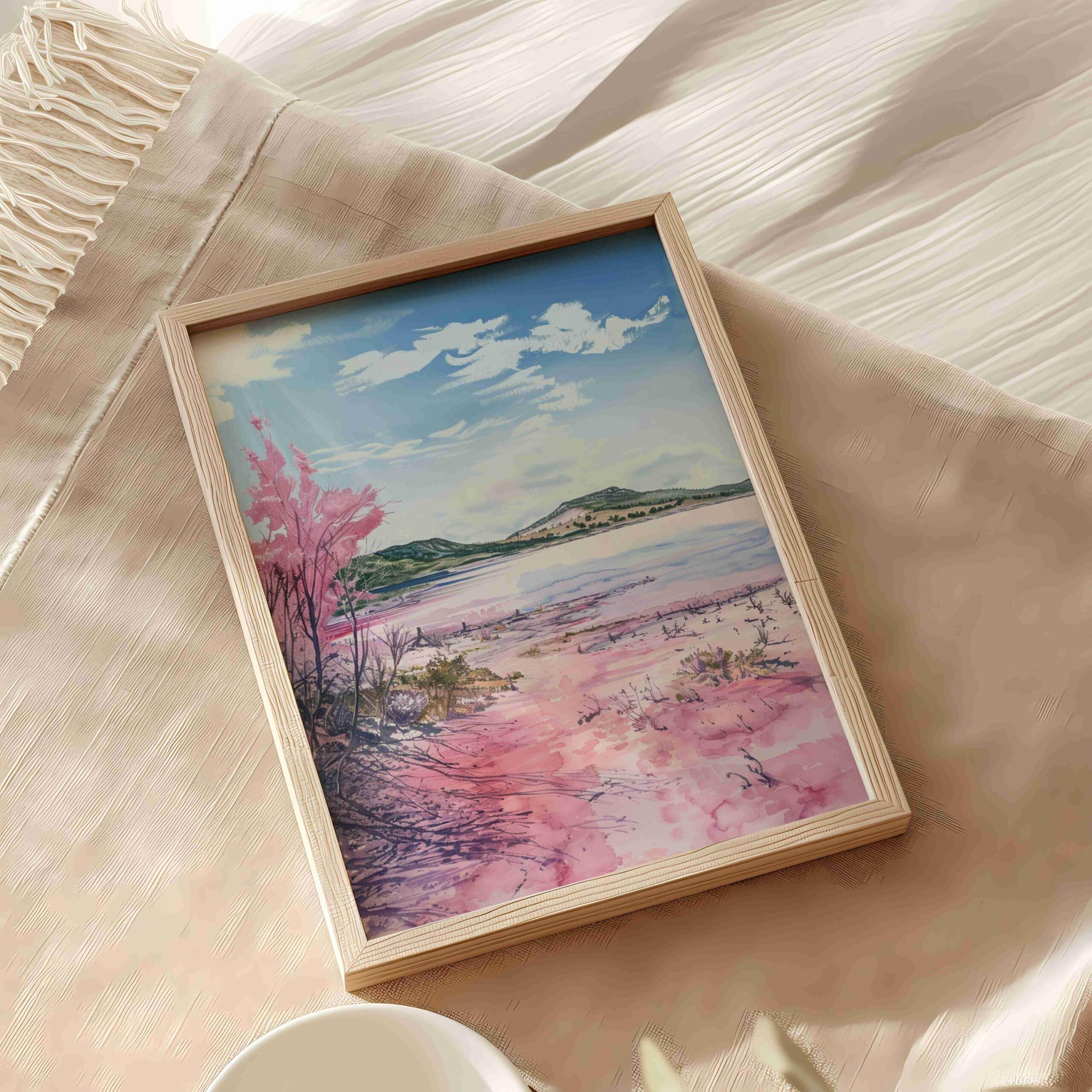 Lake Hillier Australia Watercolor Print: Travel Art Poster - Image 5