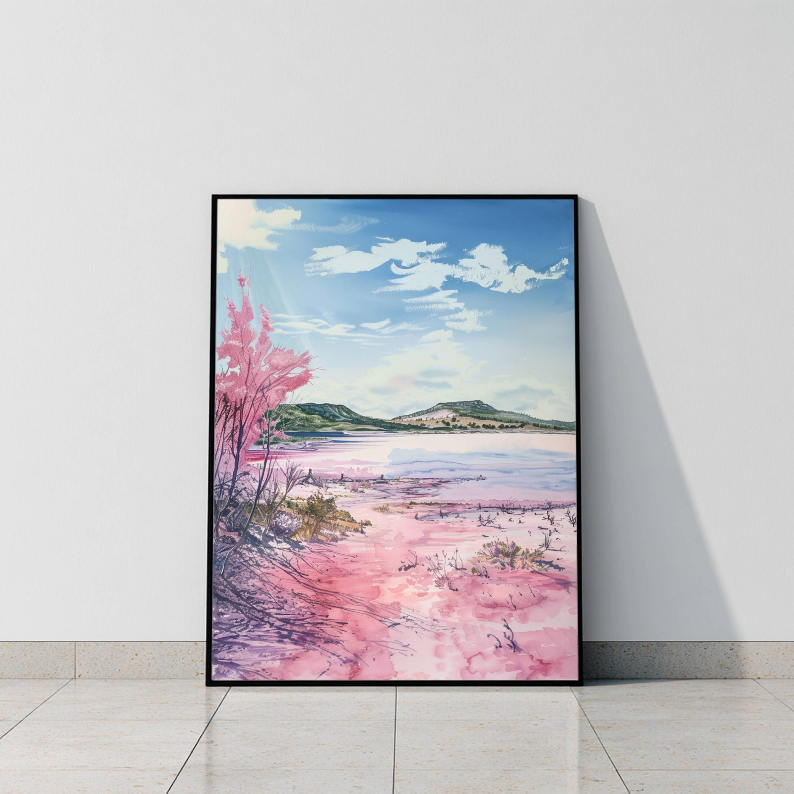 Lake Hillier Australia Watercolor Print: Travel Art Poster - Image 9