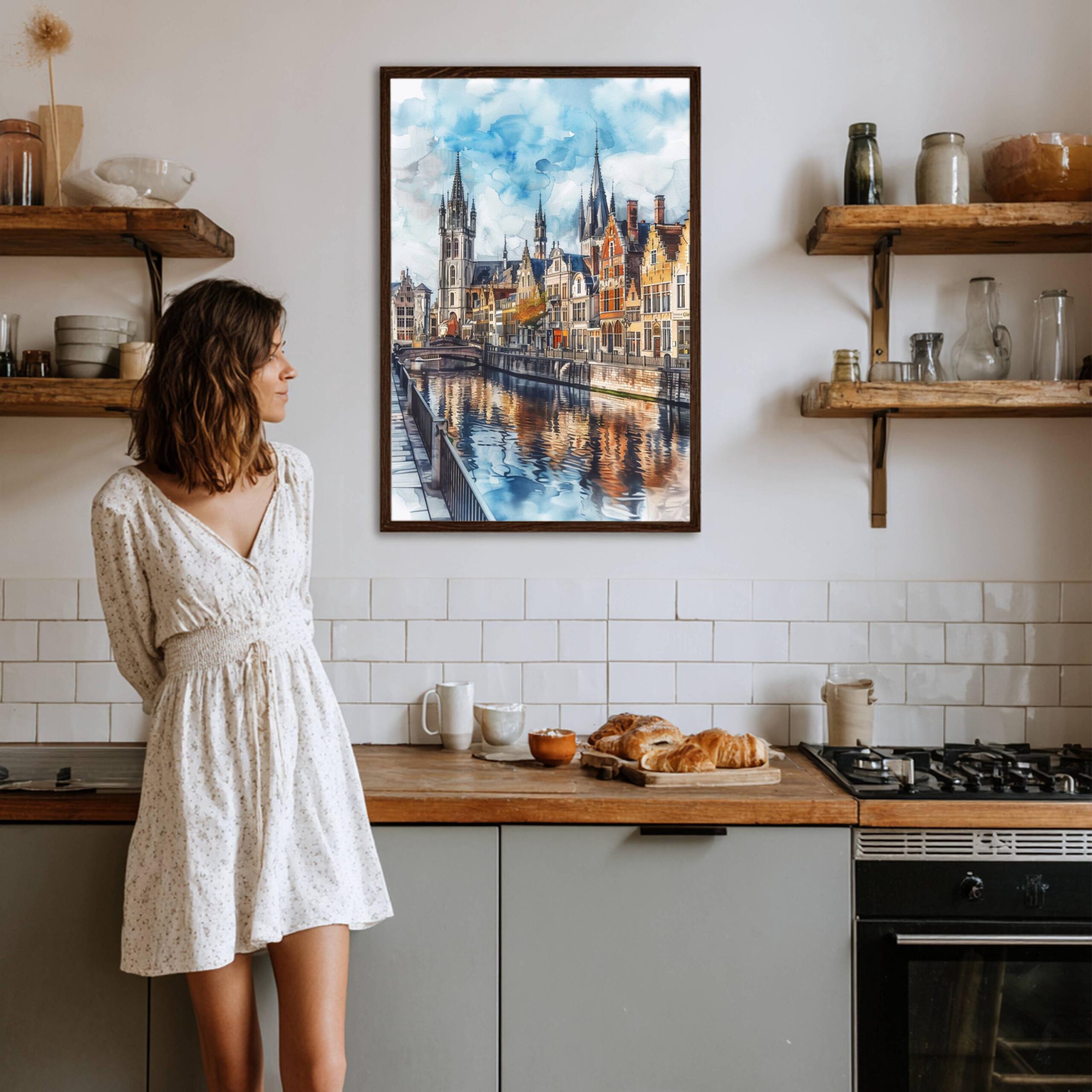 Ghent Belgium Europe Watercolor Print: Belgian Travel Wall Art - Image 8