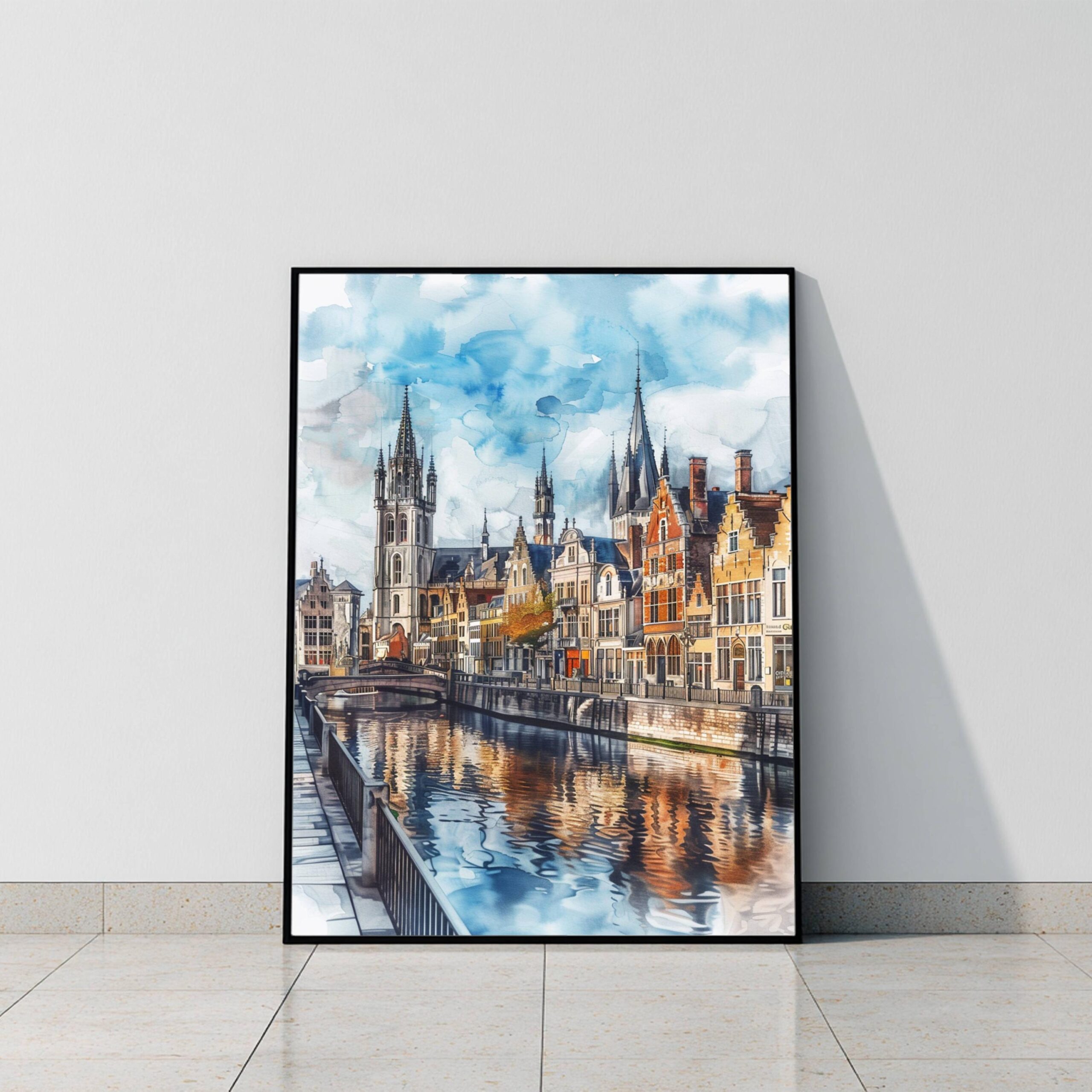 Ghent Belgium Europe Watercolor Print: Belgian Travel Wall Art - Image 10