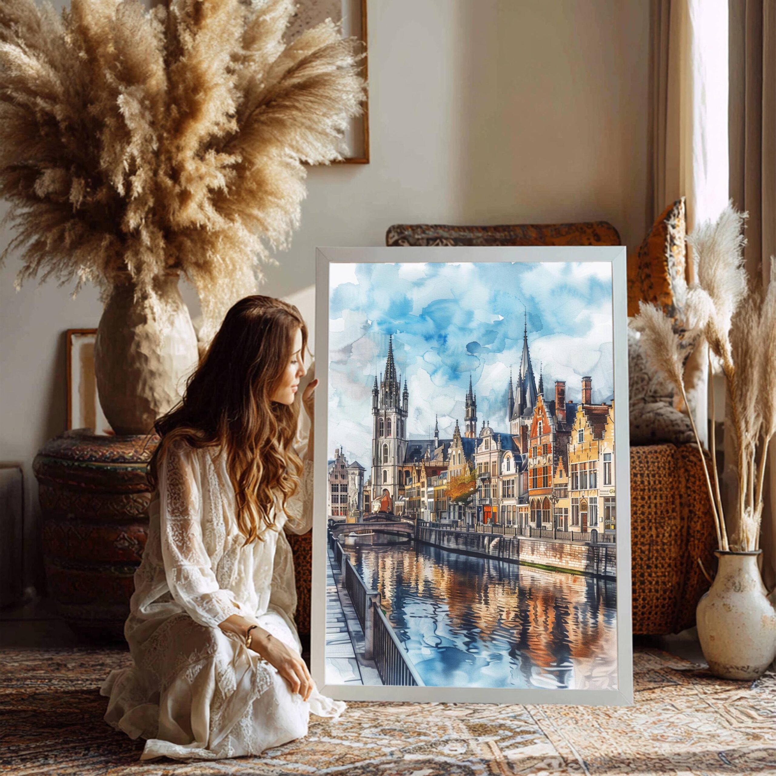 Ghent Belgium Europe Watercolor Print: Belgian Travel Wall Art - Image 7