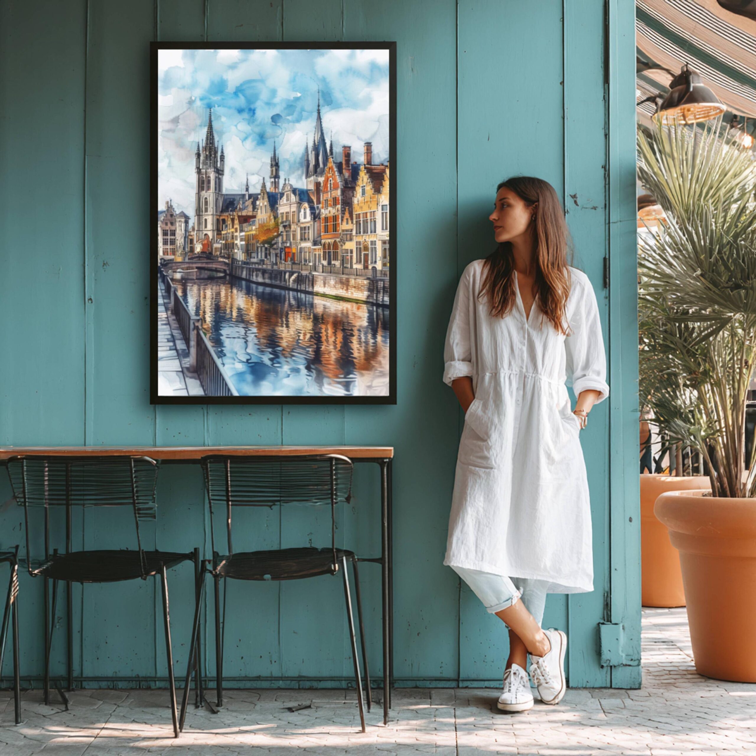 Ghent Belgium Europe Watercolor Print: Belgian Travel Wall Art - Image 9