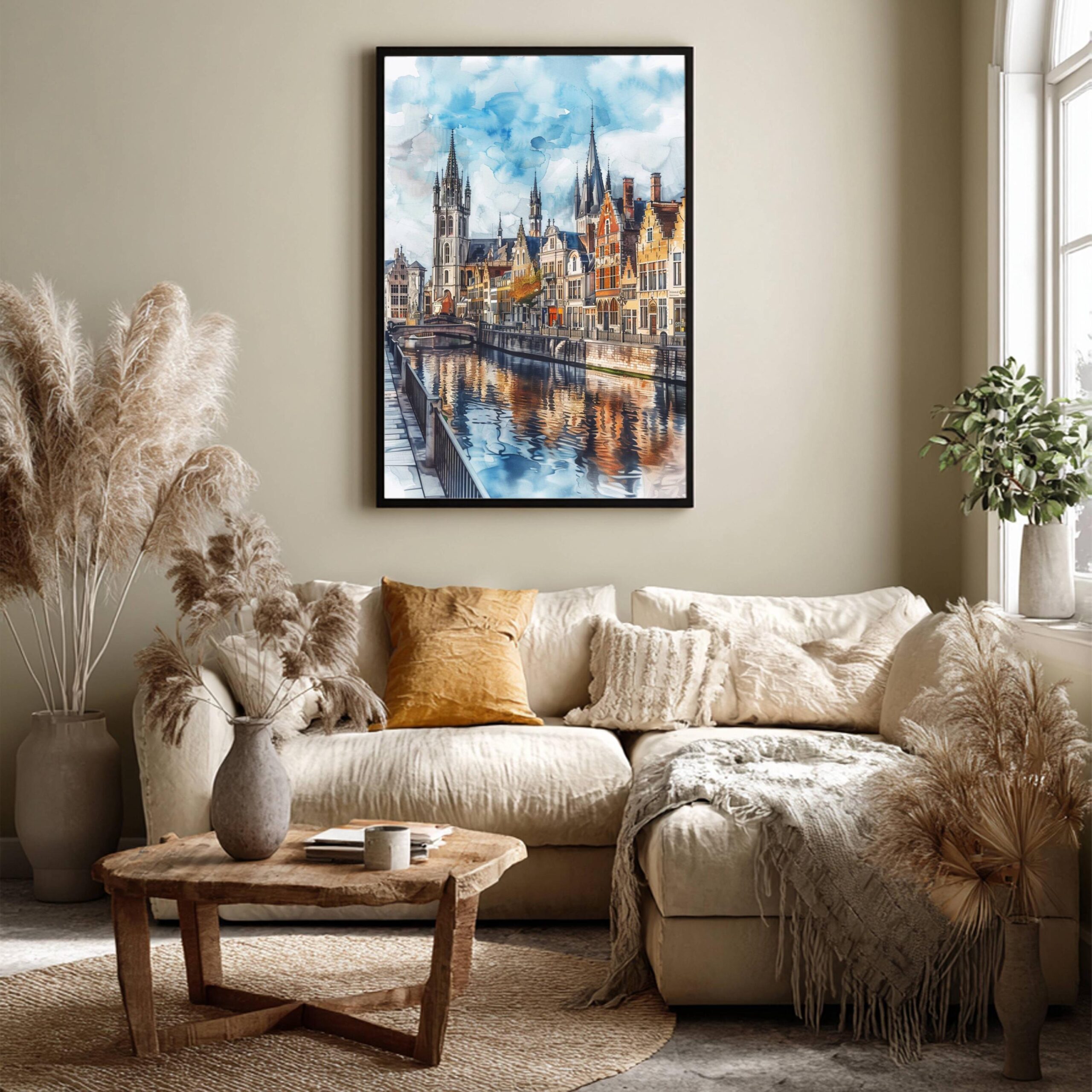 Ghent Belgium Europe Watercolor Print: Belgian Travel Wall Art - Image 3