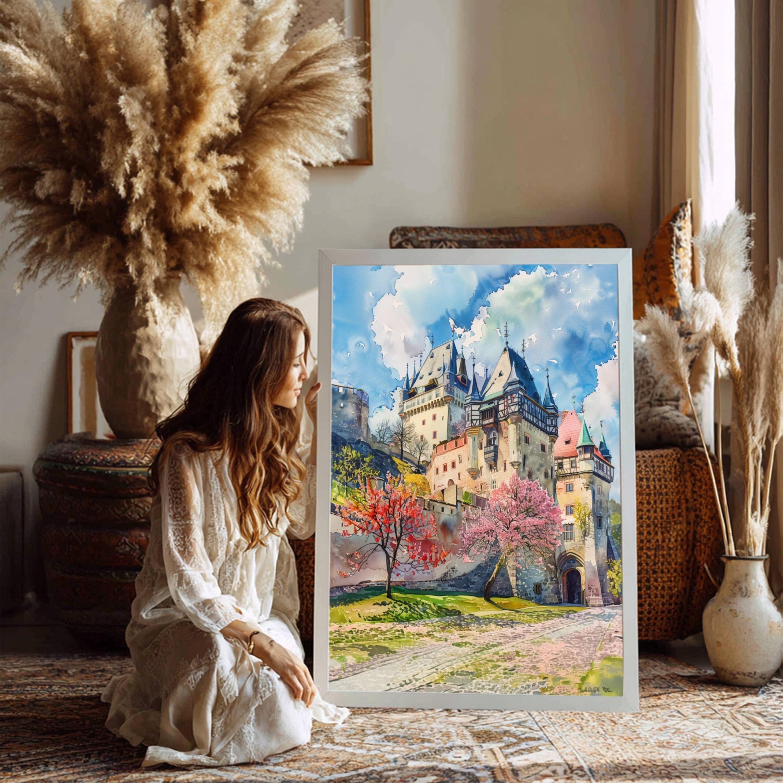 Karlštejn Castle Czech Republic Watercolor Print: European Art Travel Poster - Image 7
