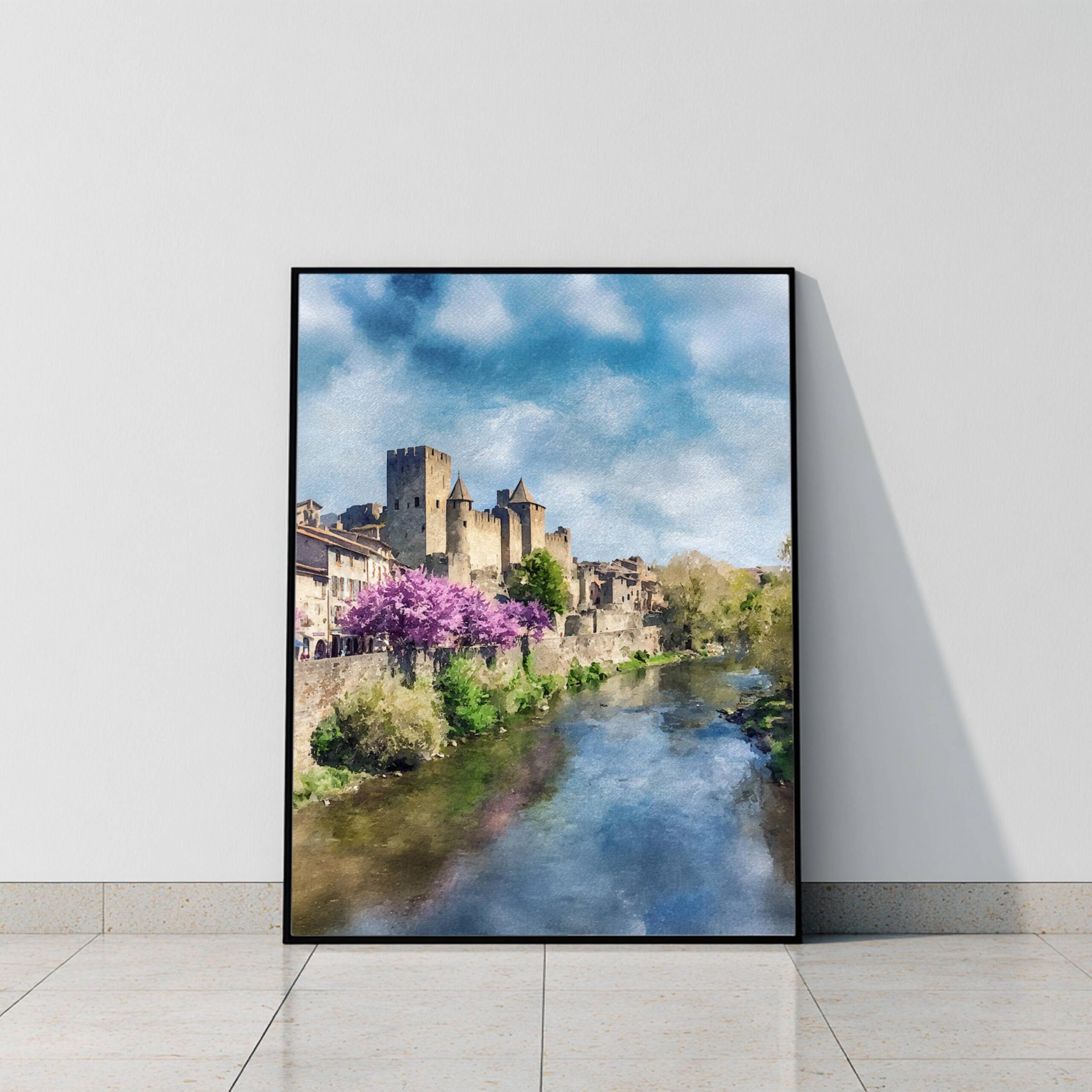 Carcassonne Castle France Watercolor Print: European Travel Art Poster - Image 10