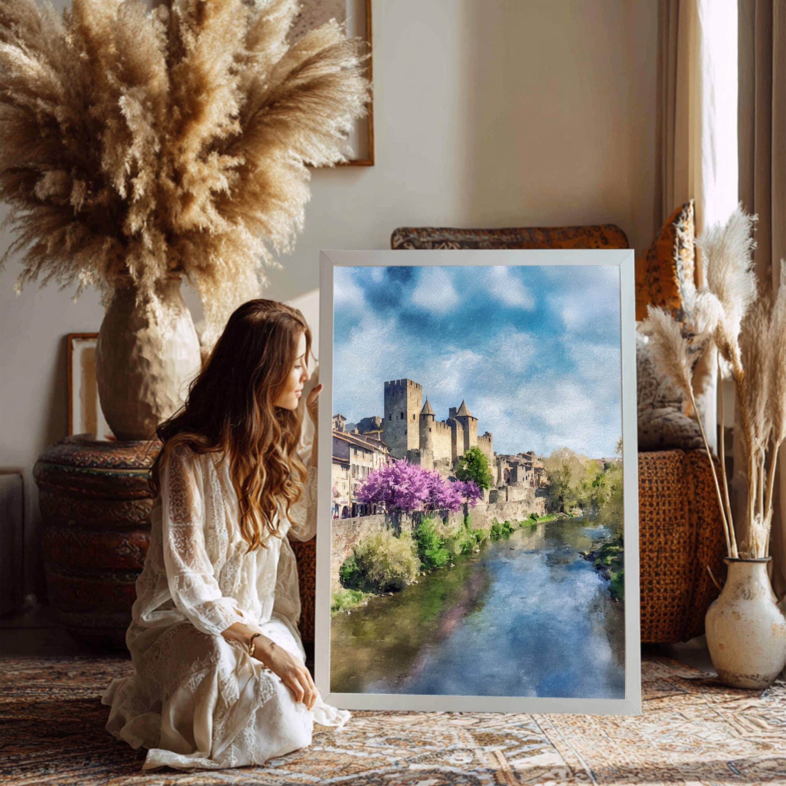 Carcassonne Castle France Watercolor Print: European Travel Art Poster - Image 7