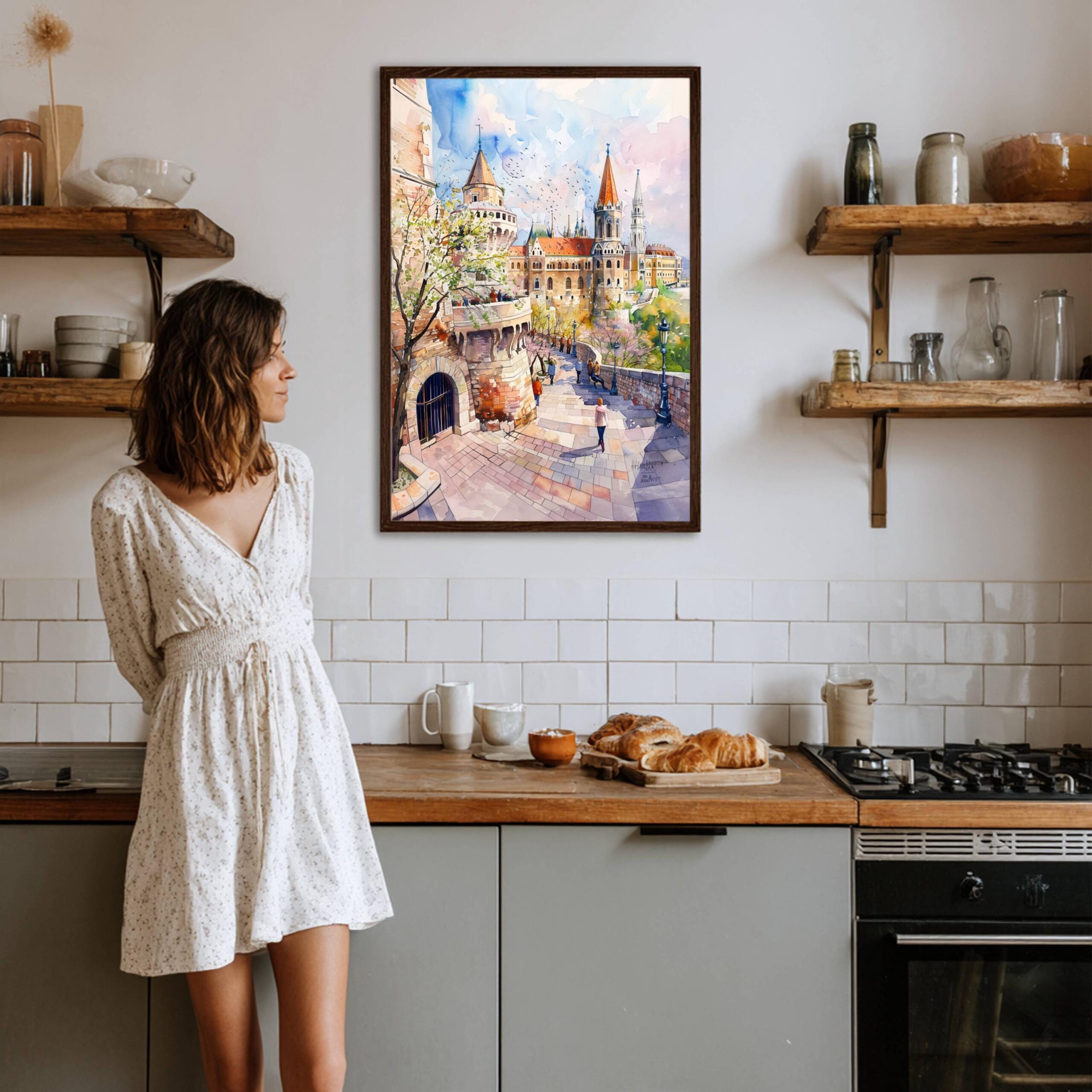 Fisherman's Bastion Budapest Hungary Europe Watercolor Print: Travel Art Poster - Image 8