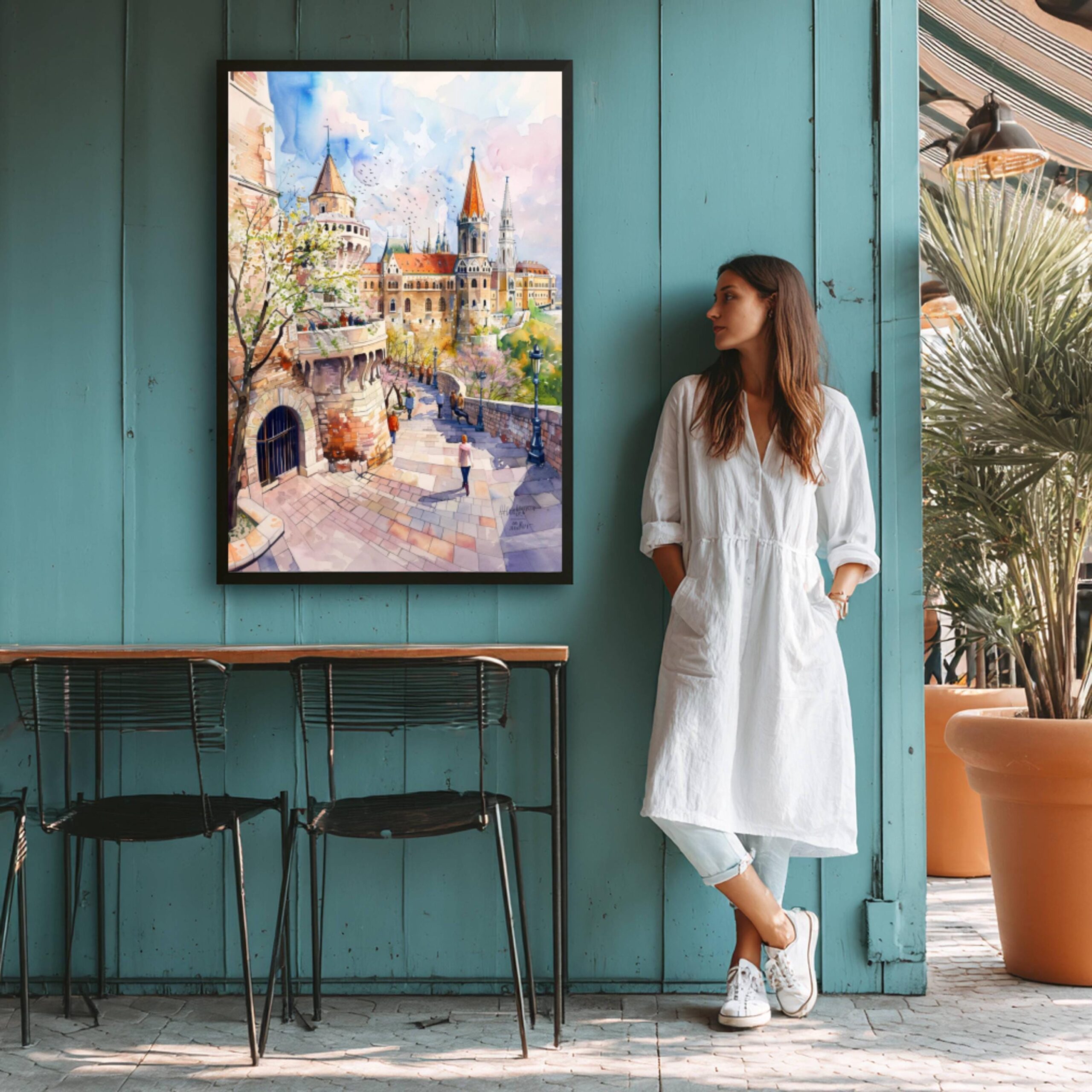Fisherman's Bastion Budapest Hungary Europe Watercolor Print: Travel Art Poster - Image 9