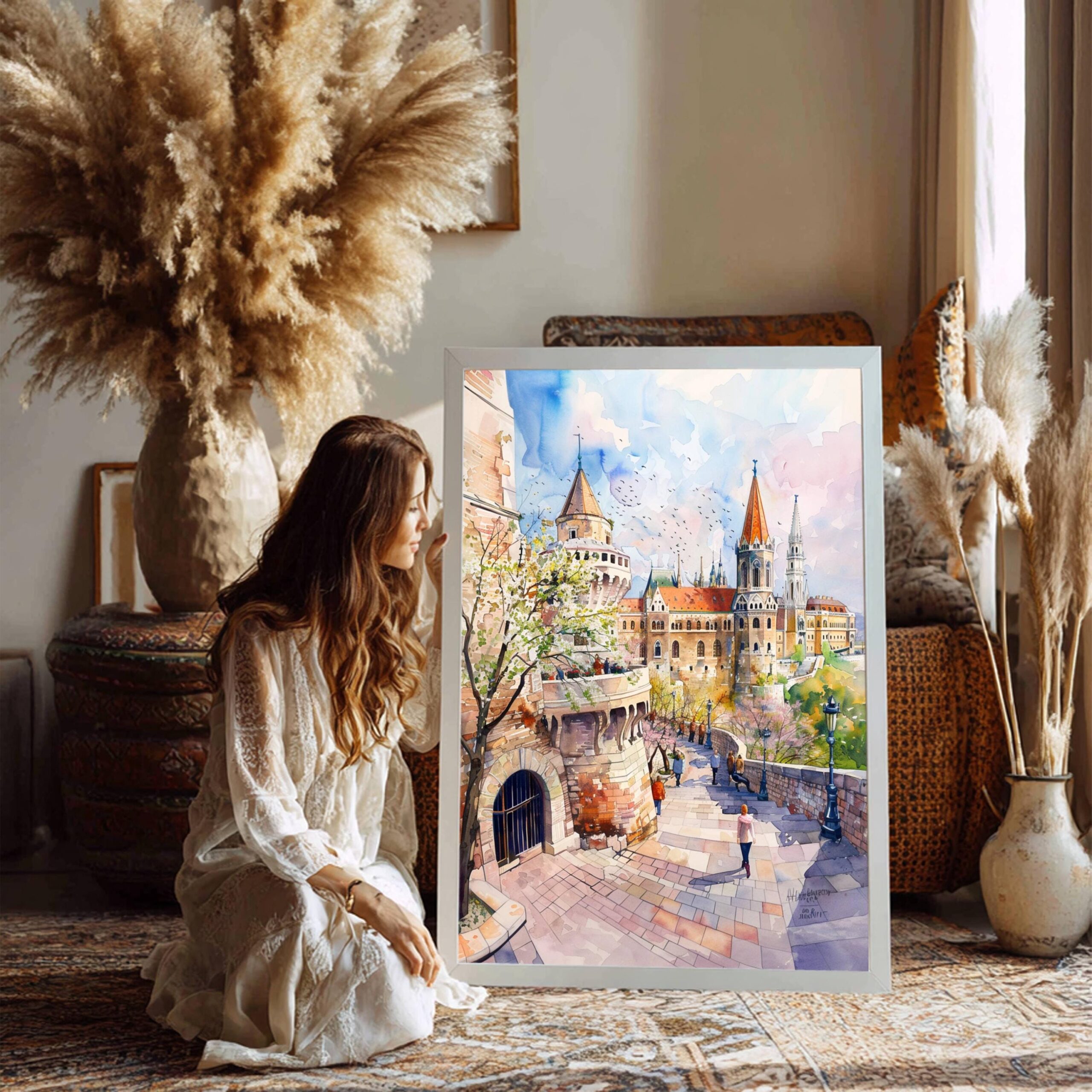 Fisherman's Bastion Budapest Hungary Europe Watercolor Print: Travel Art Poster - Image 7