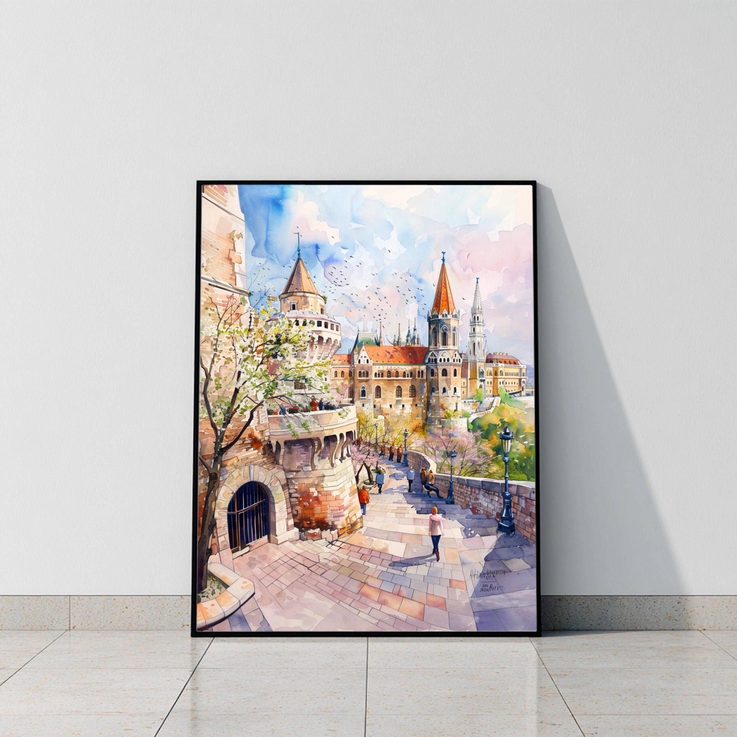 Fisherman's Bastion Budapest Hungary Europe Watercolor Print: Travel Art Poster - Image 10