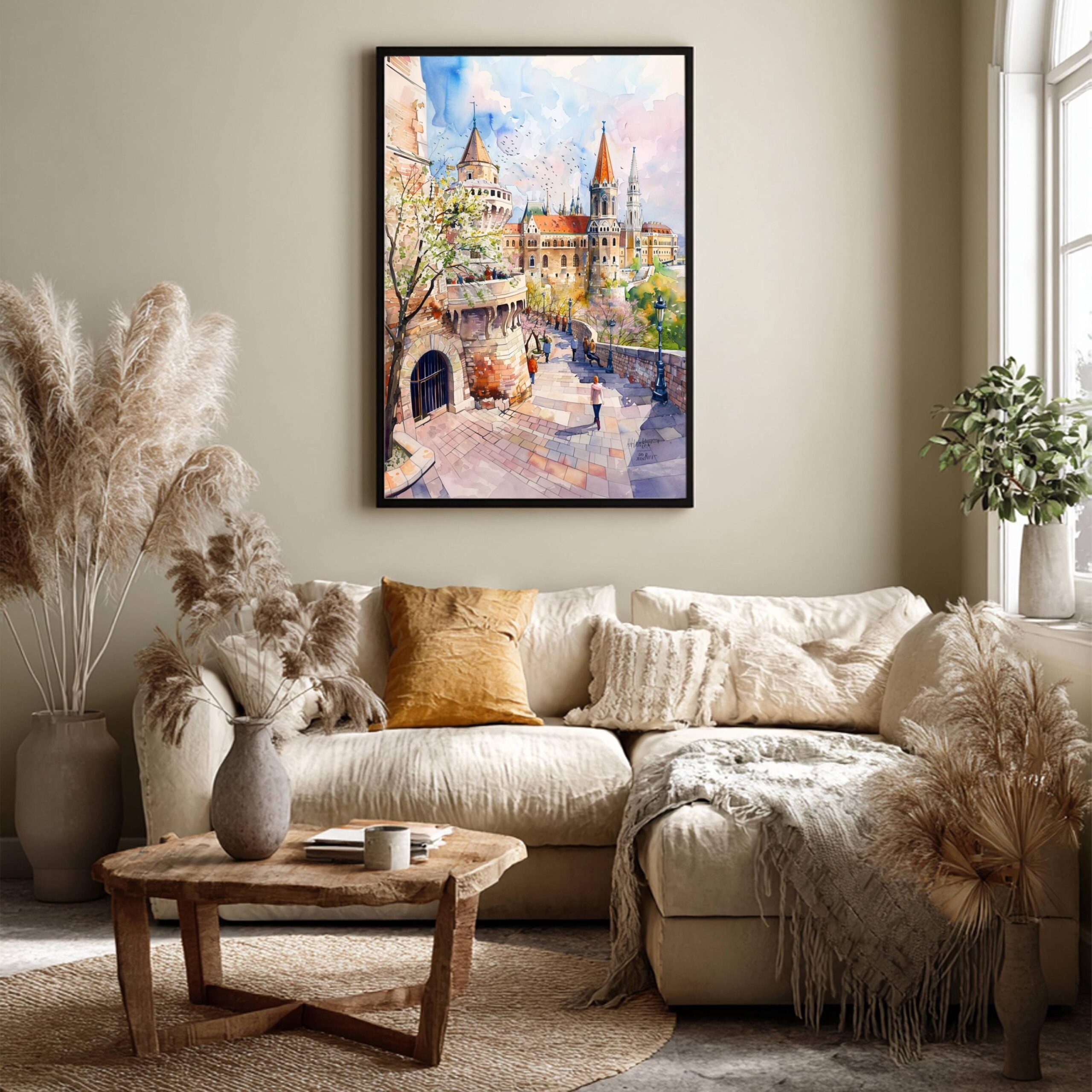 Fisherman's Bastion Budapest Hungary Europe Watercolor Print: Travel Art Poster - Image 3