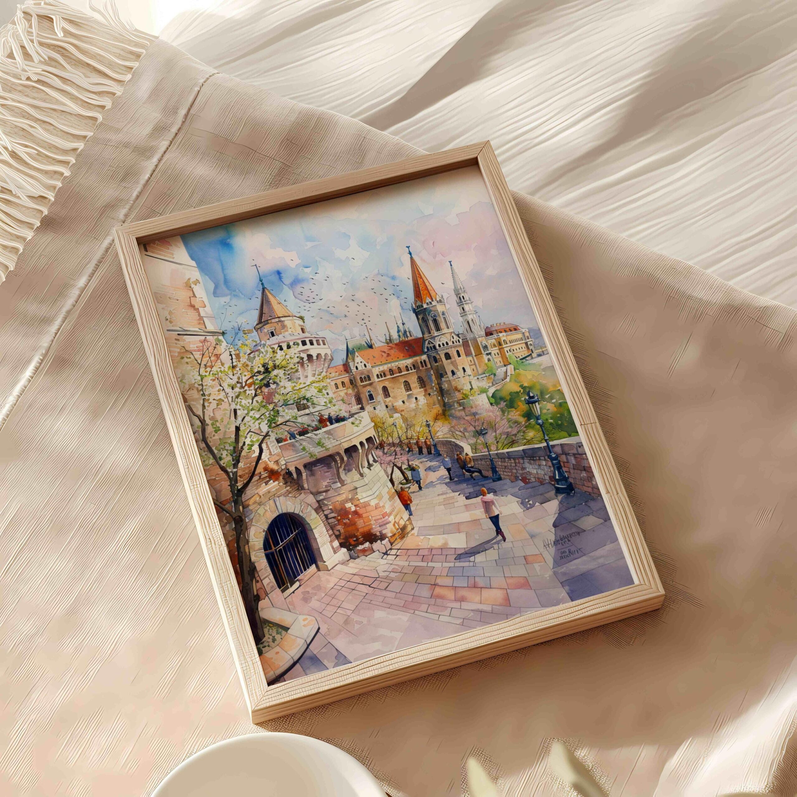 Fisherman's Bastion Budapest Hungary Europe Watercolor Print: Travel Art Poster - Image 6