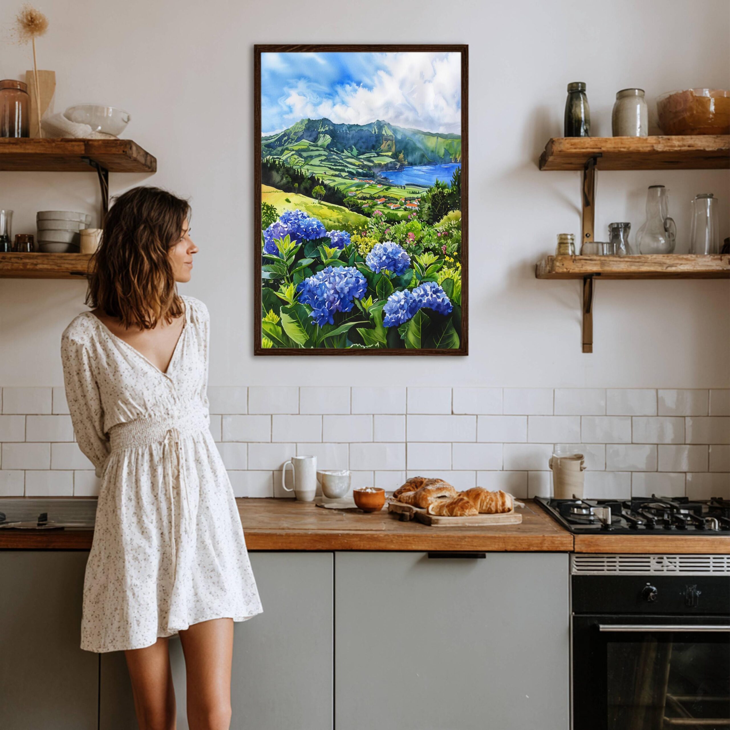 Azores Portugal Europe Watercolor Print: Vacation Travel Art Poster - Image 9