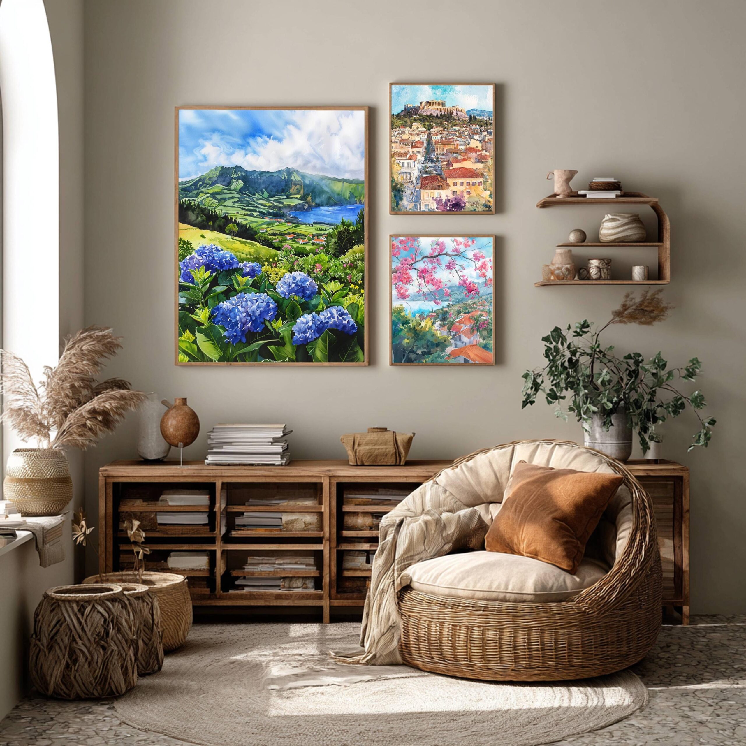 Azores Portugal Europe Watercolor Print: Vacation Travel Art Poster - Image 2