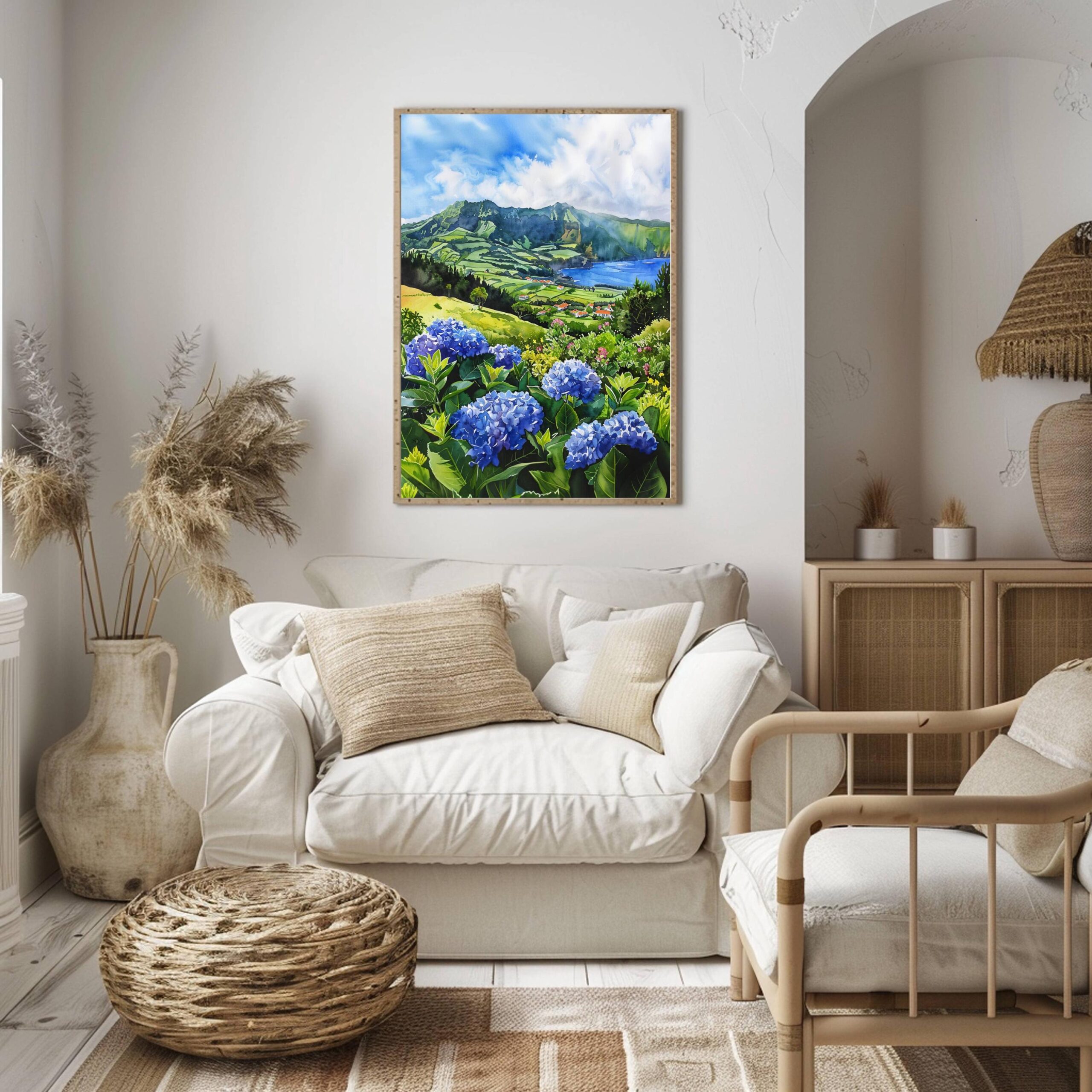 Azores Portugal Europe Watercolor Print: Vacation Travel Art Poster - Image 5