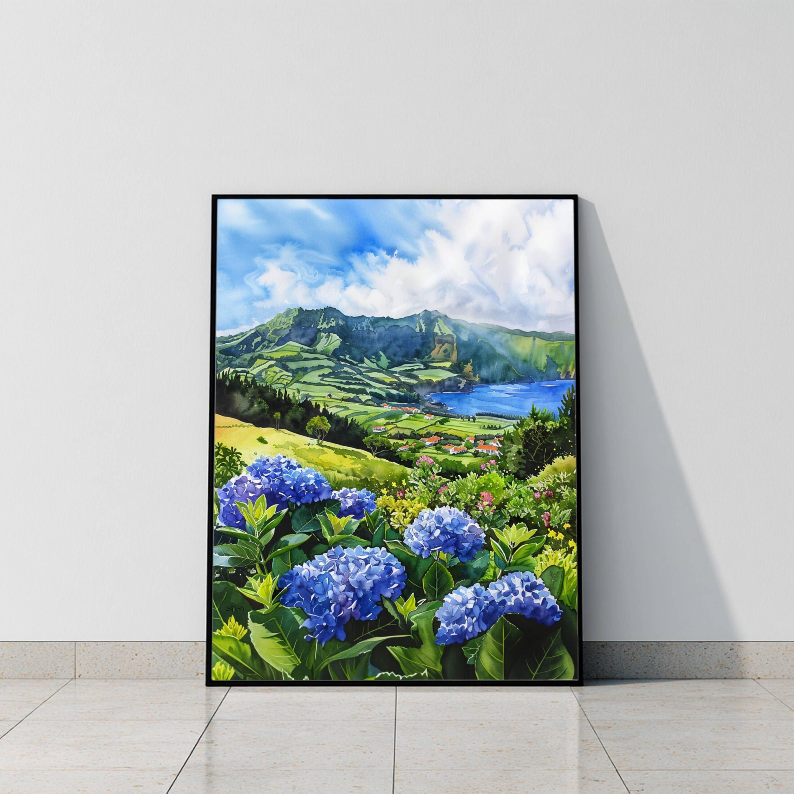 Azores Portugal Europe Watercolor Print: Vacation Travel Art Poster - Image 10