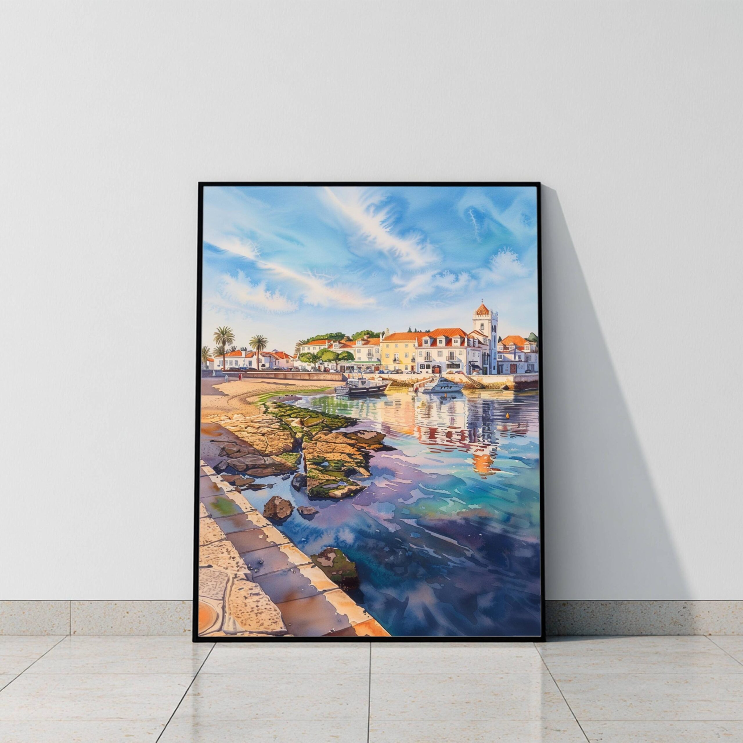 Cascais Portugal Europe Watercolor Print: Vacation Travel Art Poster - Image 10