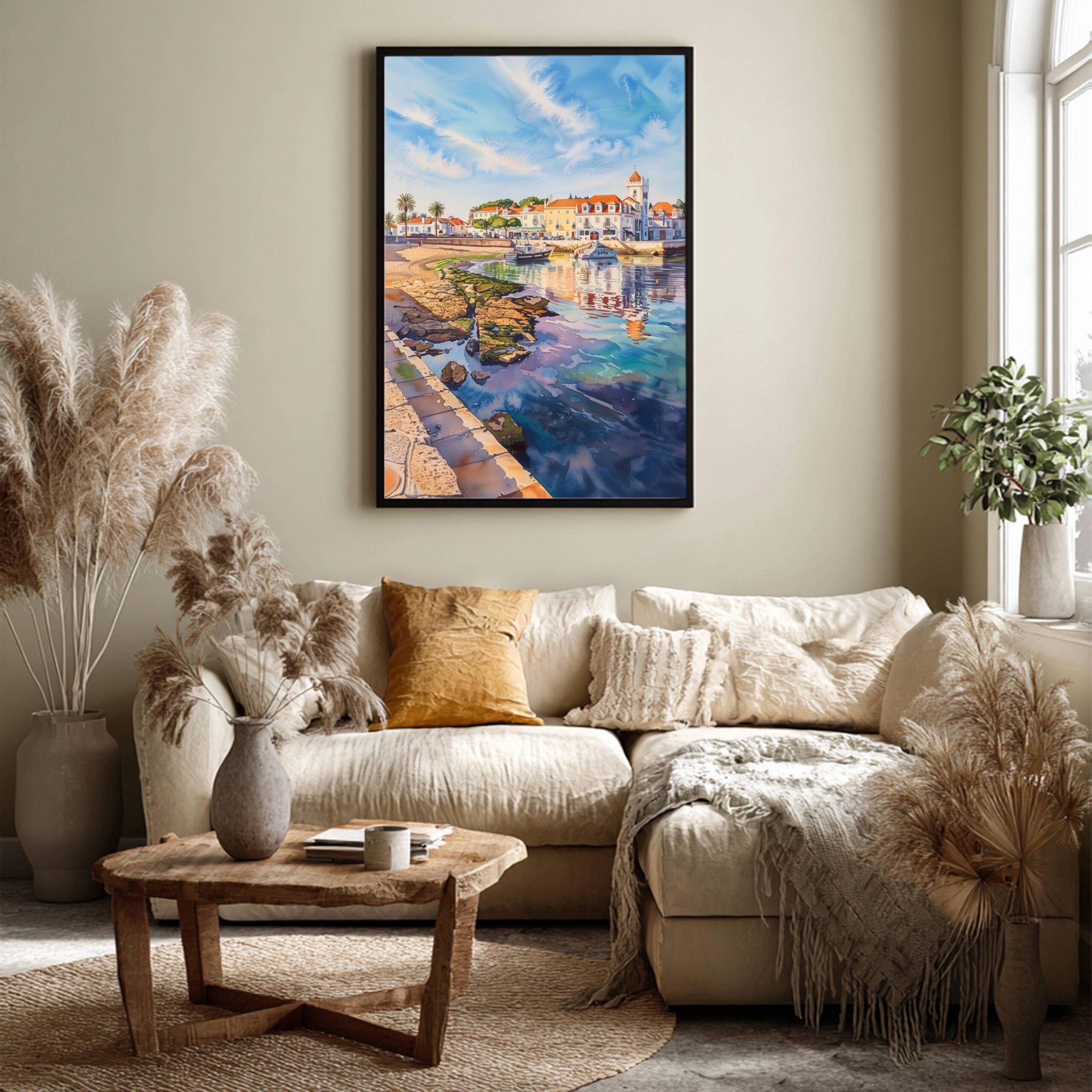 Cascais Portugal Europe Watercolor Print: Vacation Travel Art Poster - Image 3