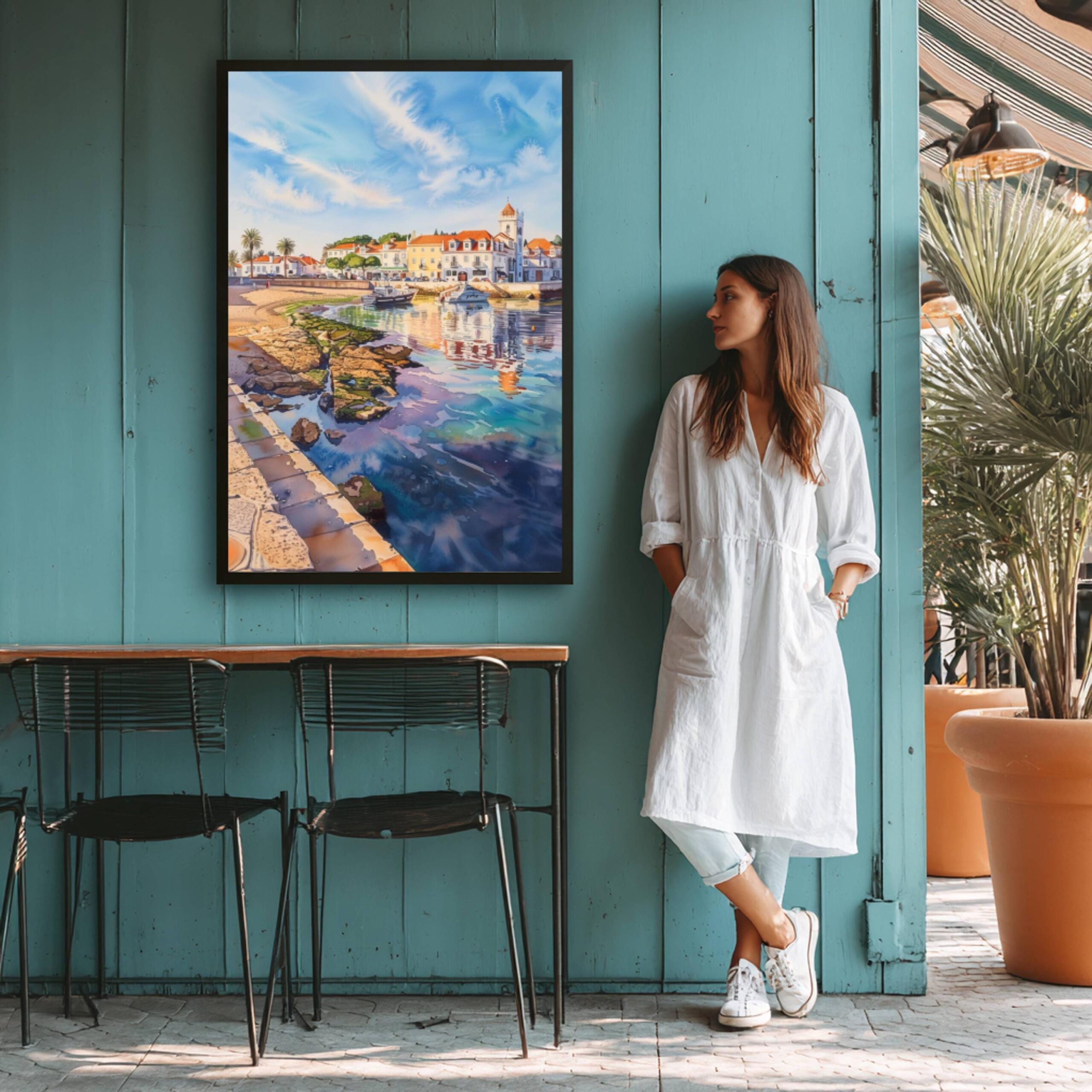 Cascais Portugal Europe Watercolor Print: Vacation Travel Art Poster - Image 9